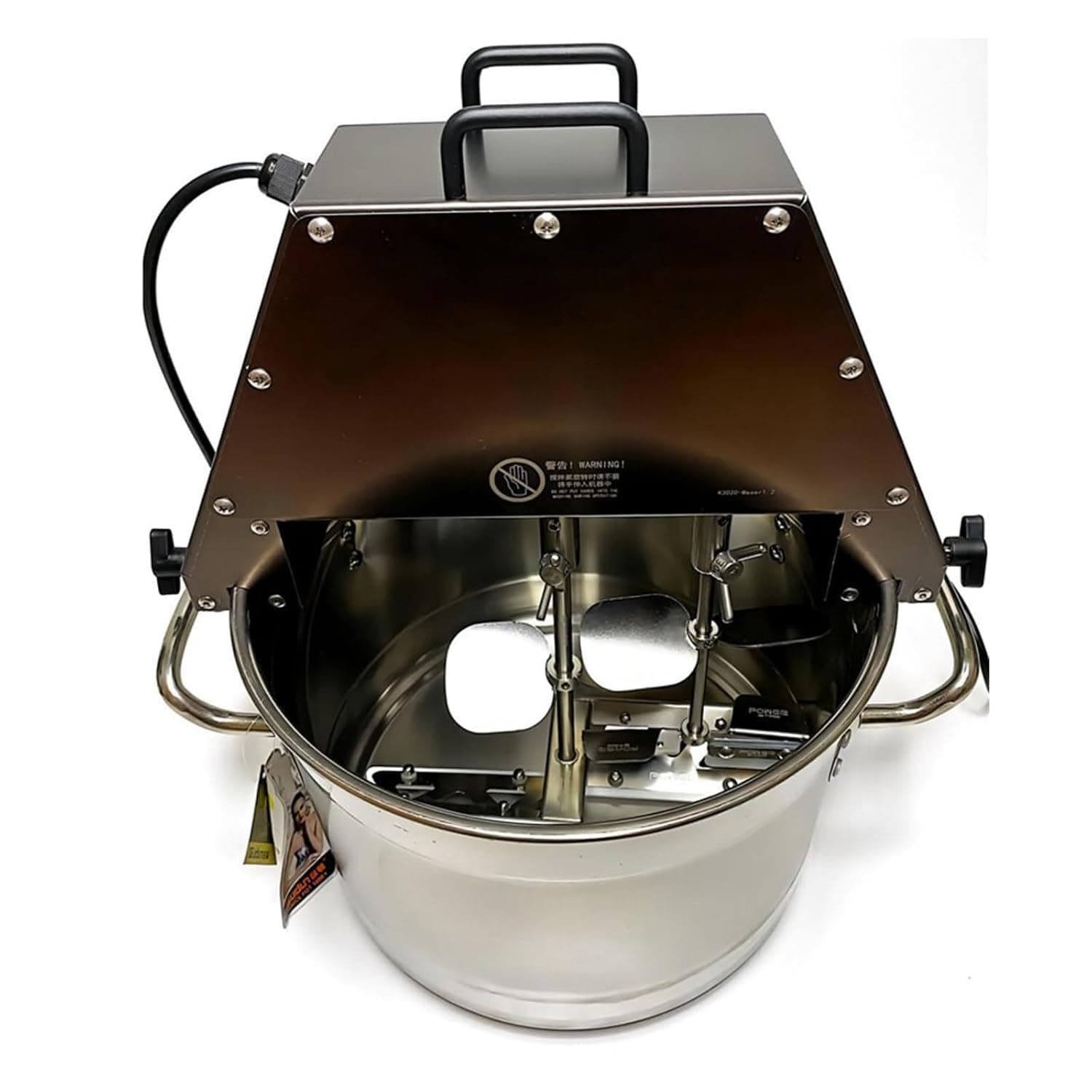 Commercial Self Stirring Pot, 10L Stirrers Electric, Electric Heating Mixer, with 2-Blade Scraper, Cooling Fan & Light, for Sauces, Jam, Soup Bases 304Material