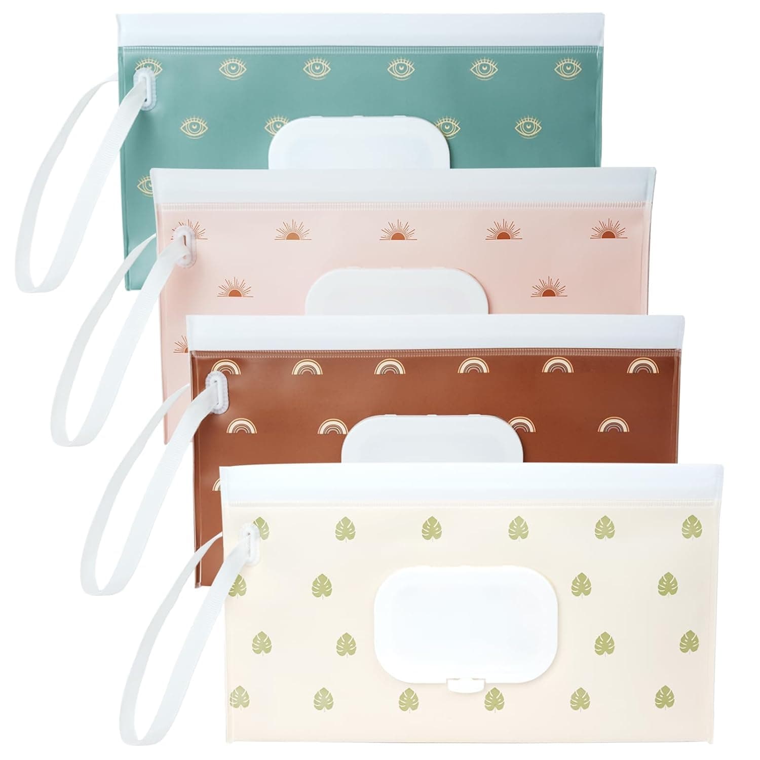 Baby Wipe Dispenser, 4 Pack Portable Refillable Wipe Pouch, Keeps Wipes Fresh, Reusable Wet Wipe Pouch for Outdoor Outing, Camping, Hiking