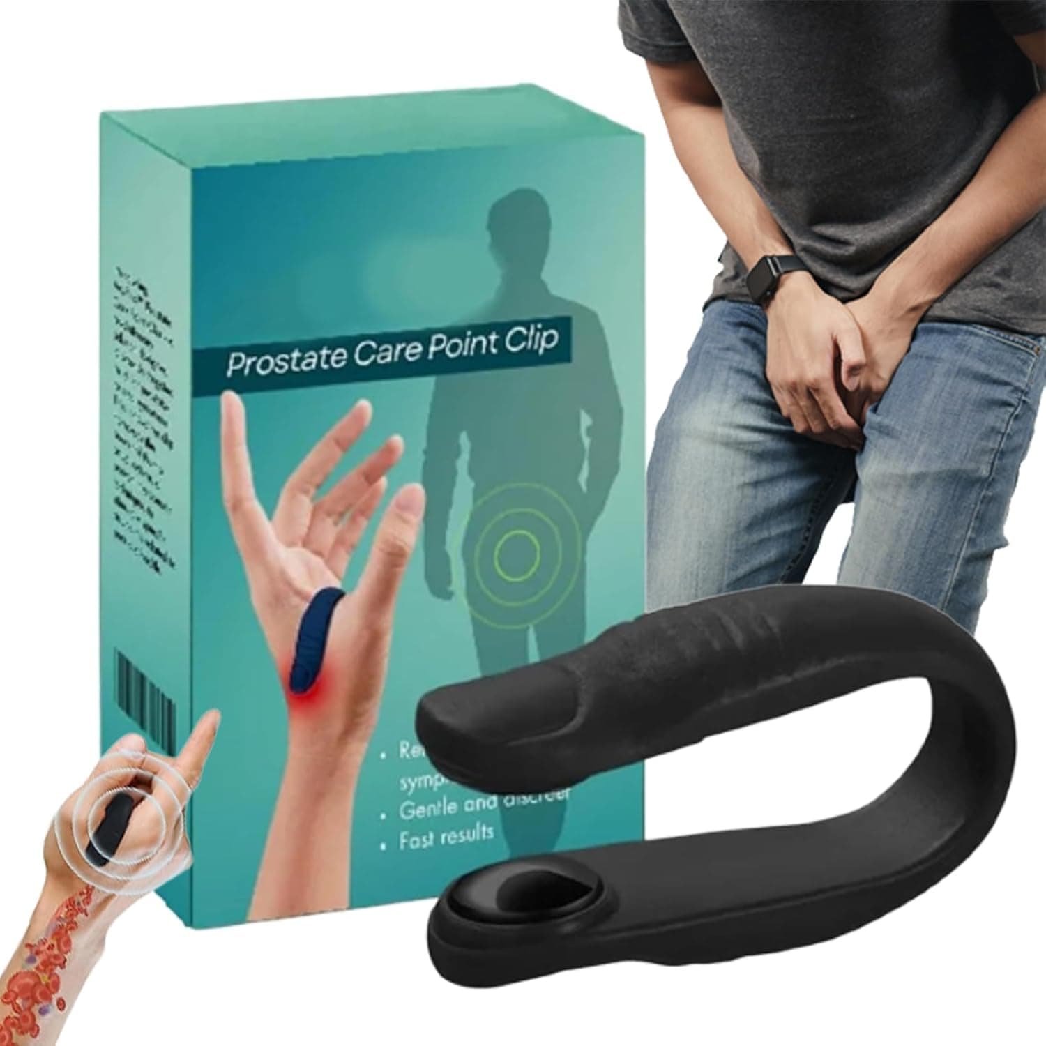 Prostate Care Point Clip for Prostate Health Acupressure Hand Pressure Point Clip for Natural Relief of Prostate Discomfort Easy to Use and Portable