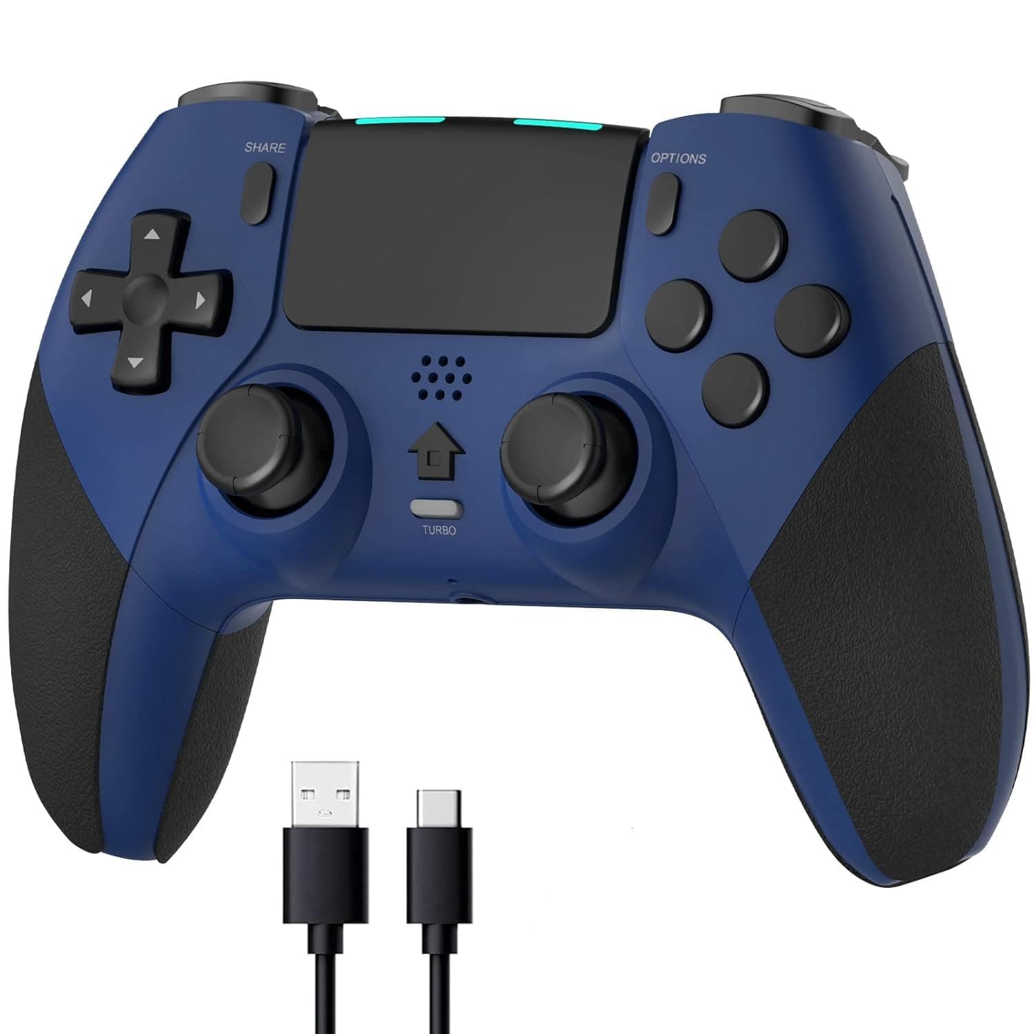 Game Wireless Pro Controller for PS4 Controller, Compatible with Playstation 4/Slim/Pro/PC,Built-in 800mAh Rechargeable Battery/Responsive Joystick and Buttons/Audio/Turbo (Blue & Black)