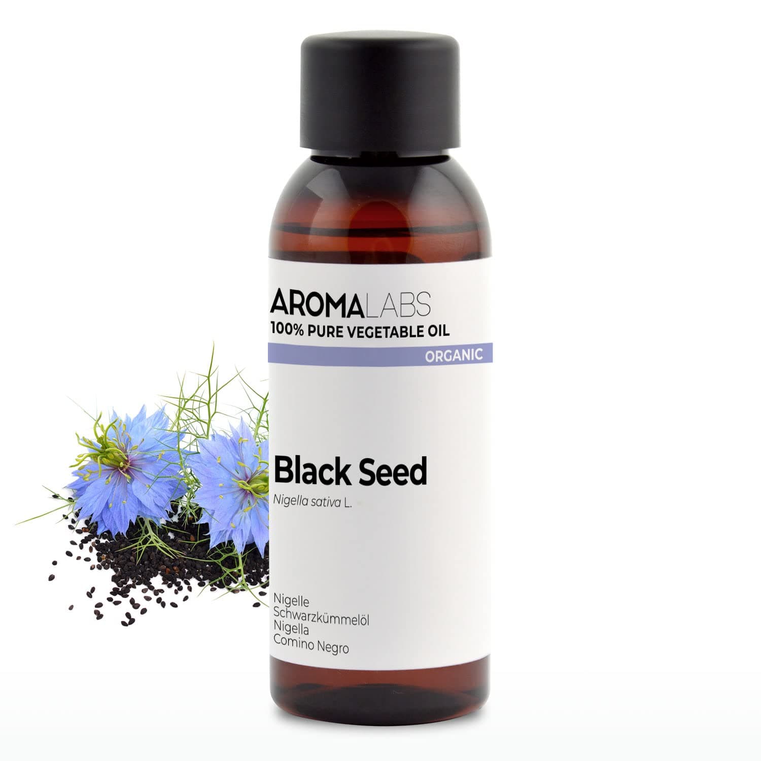 AROMA LABS Organic - Black Seed Oil - 50mL - 100% Pure, Natural, Cold Pressed and AB Certified - (French Brand)