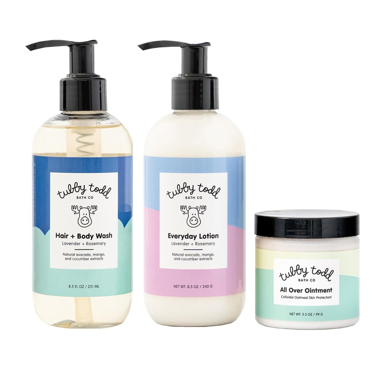 TUBBY TODD 3-Step Baby Bath and Skincare Routine, The Regulars Bundle