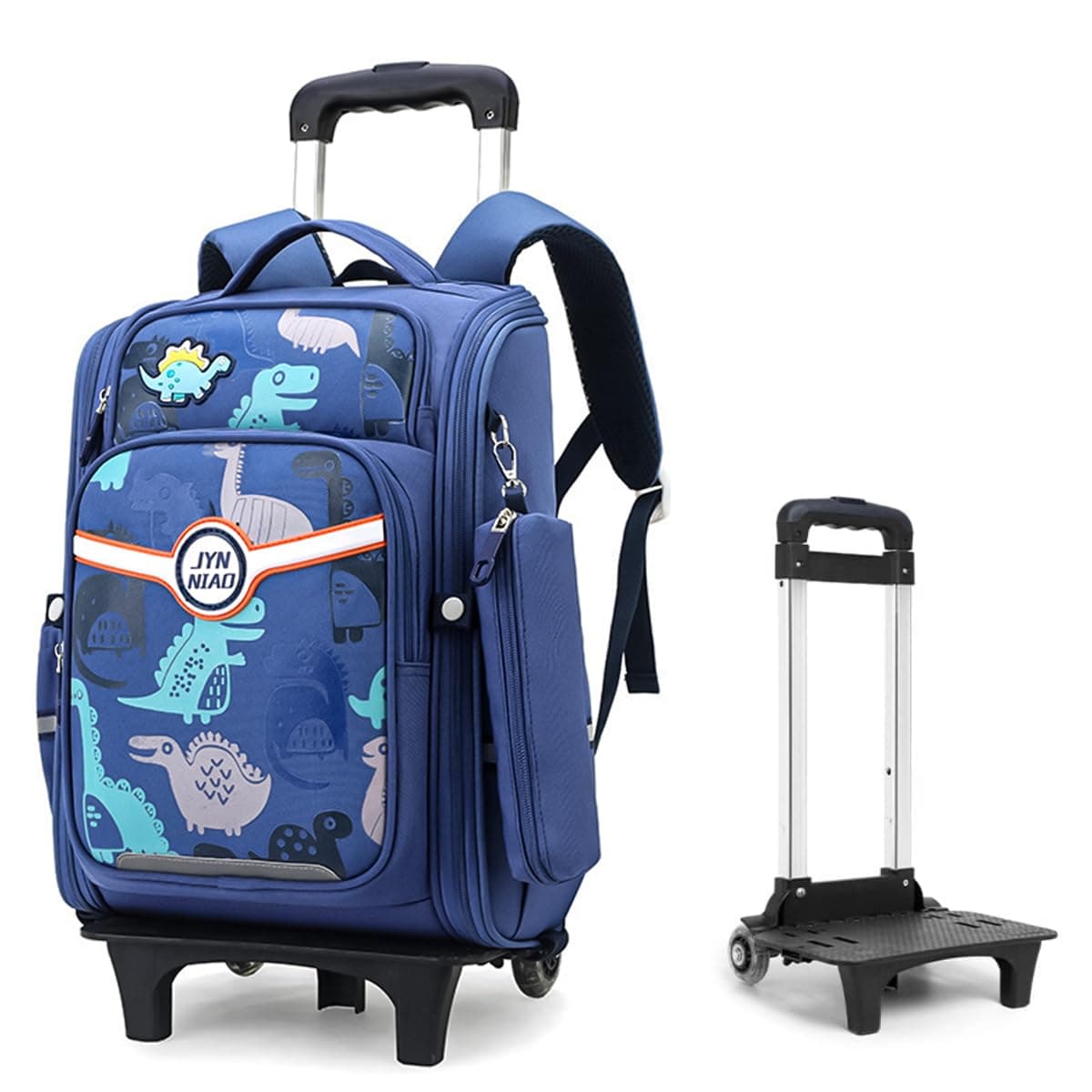 HANNEA® Kids Trolley Backpack, Large Wheeled School Bag for Boys and Girls, Waterproof Detachable Rolling School Backpack with 6 Wheels, Bookbag with Wheel Stand, Durable Elementary Birthday Gift