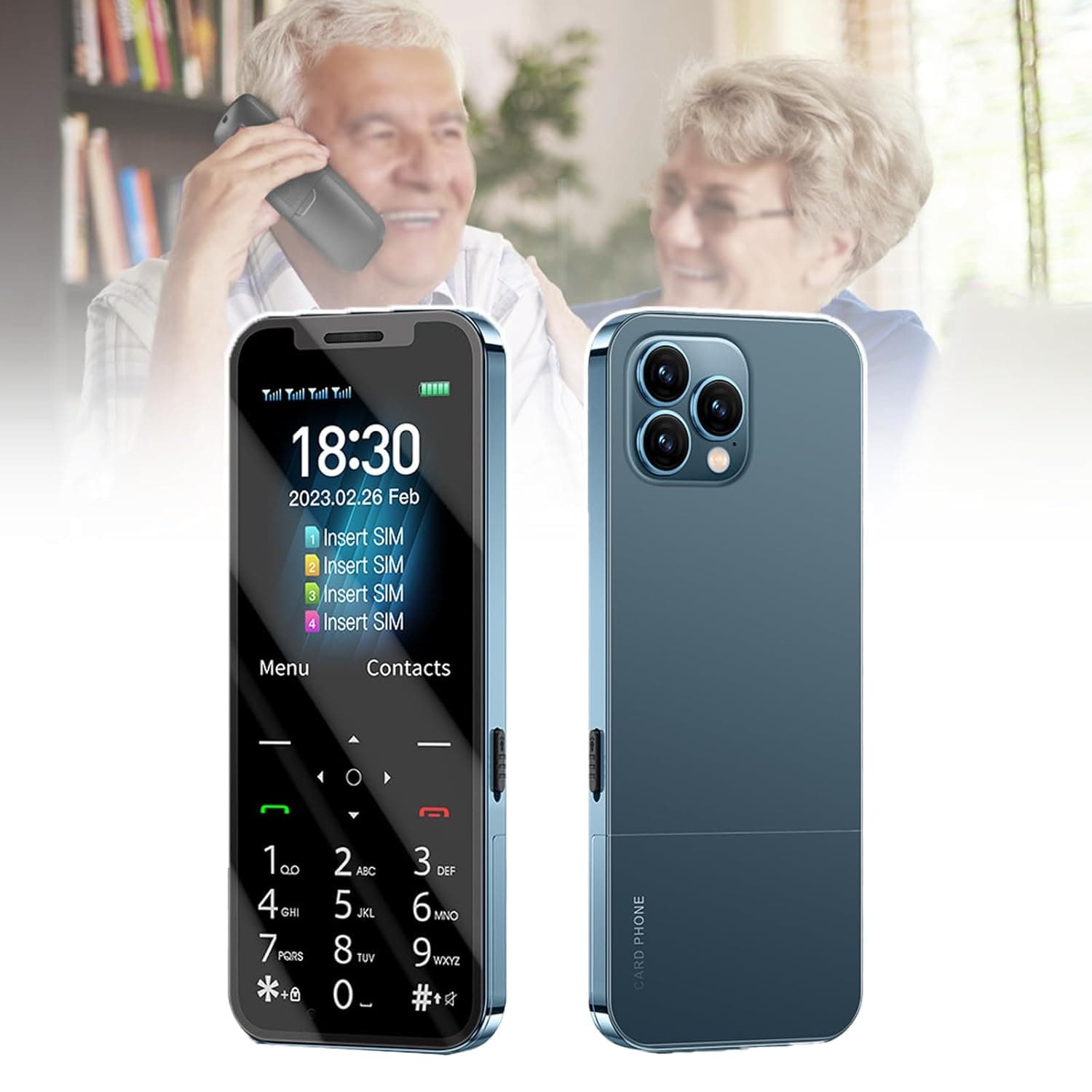 Basic Mobile Phone for the Elderly, Large Keyboard, Large Fonts, Large Display, Large Speakers, Waterproof/Anti-Fall, Rich in Functions, Easy to Use,Blue