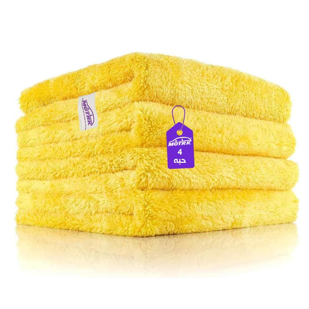 Microfiber Detailing Towels, Wash Car coral fleece Care Towel, Extra Thick Microfiber Towels, Dual-Sided, Super Absorbent, Car Washing Polishing, 40x40cm, 4Pack (Yellow)