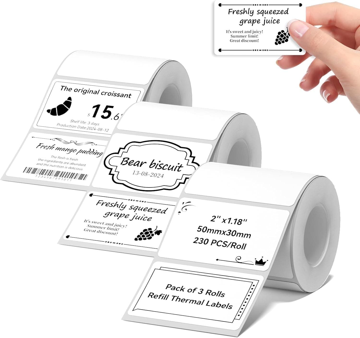 NIIMBOT 3 Rolls 50 * 30mm White Labels for B1/B2/B21/B3S/B21Pro Label Maker, Light Switch Labels Stickers for House/School/Office