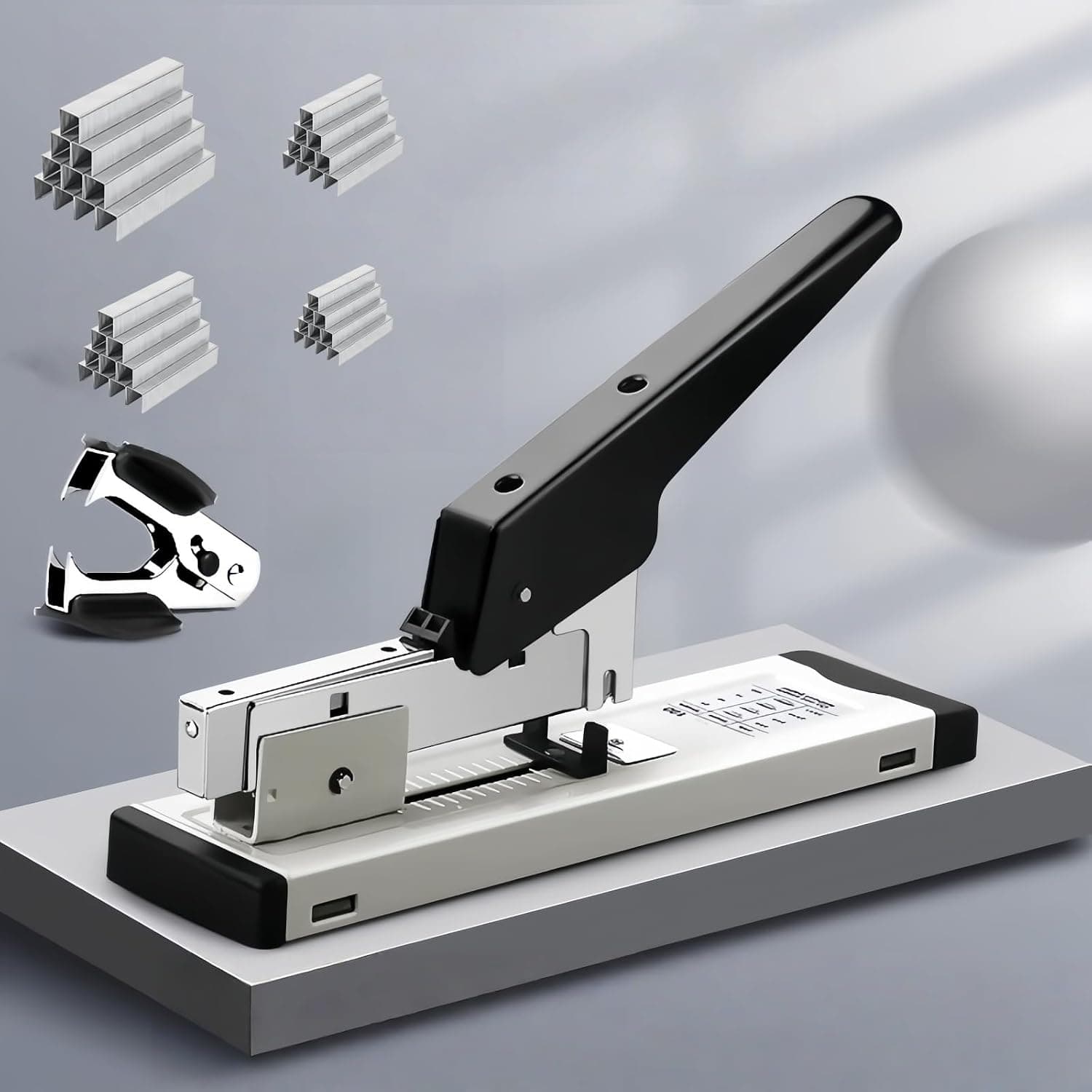 Heavy Duty Stapler, 100 Sheets High Capacity Large Office Stapler with 4000 Staples, Labor-Saving Manual Paper Binding Machine for School, Business & Industrial Use