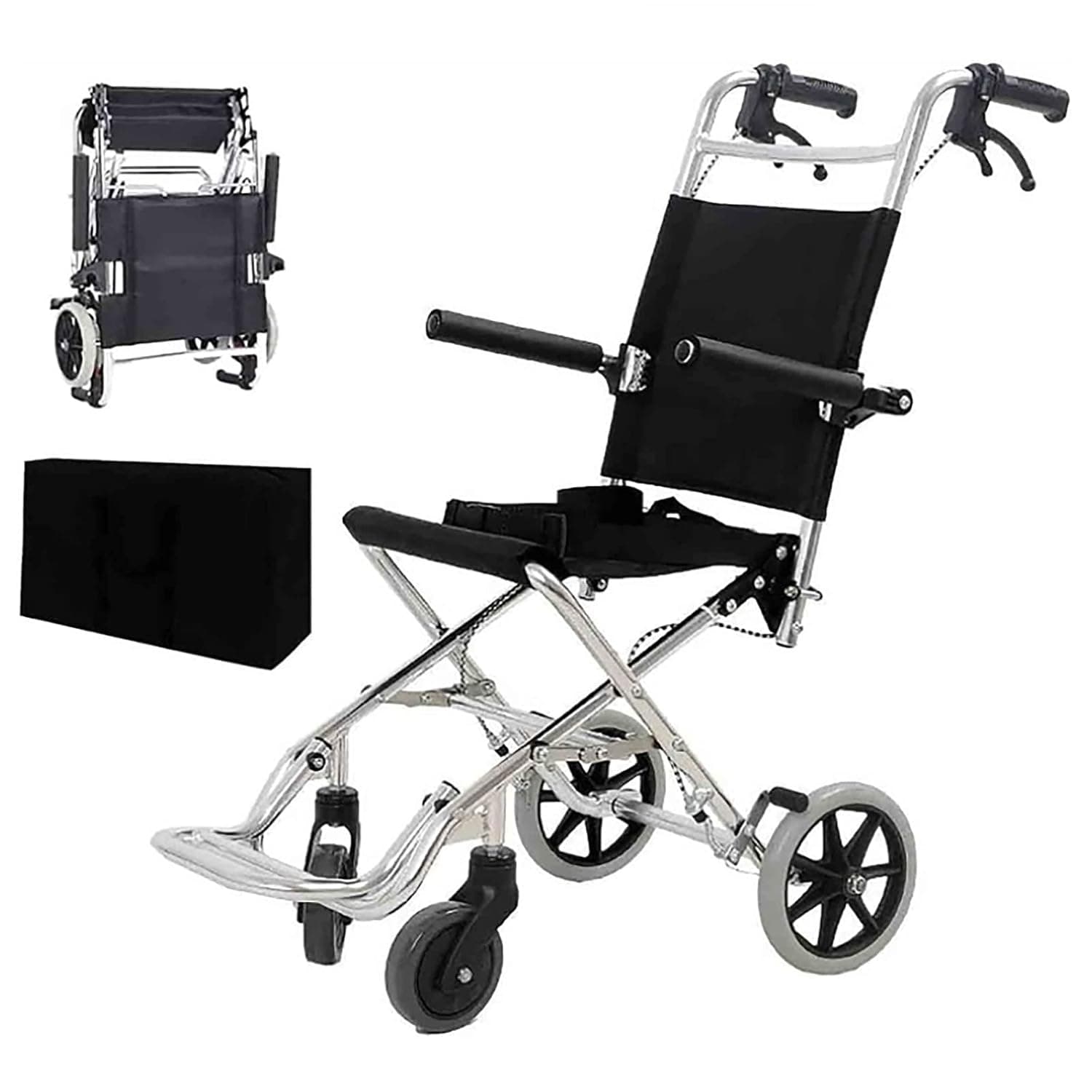 Lightweight Aluminium Wheelchair, withBrake Fold Up PedalPortable Medical Aid Wheelchair for Travel Outdoor Home Weight Only 36Lbs