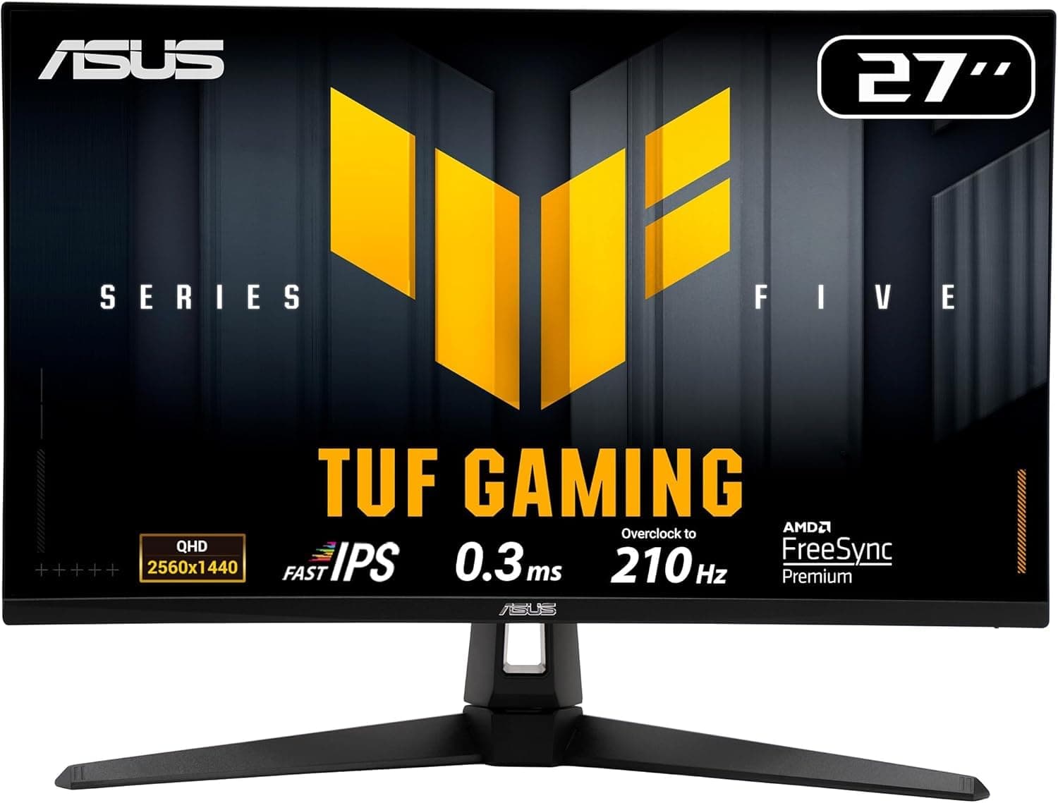 ASUS TUF Gaming VG27AQ5A-J Gaming Monitor: 27-inch, QHD(2560x1440), 210Hz(OC), Fast IPS, ELMB SYNC, 0.3ms GTG (min.), Stereo speaker, DisplayWidget Center, Black - Infiniarc Edition