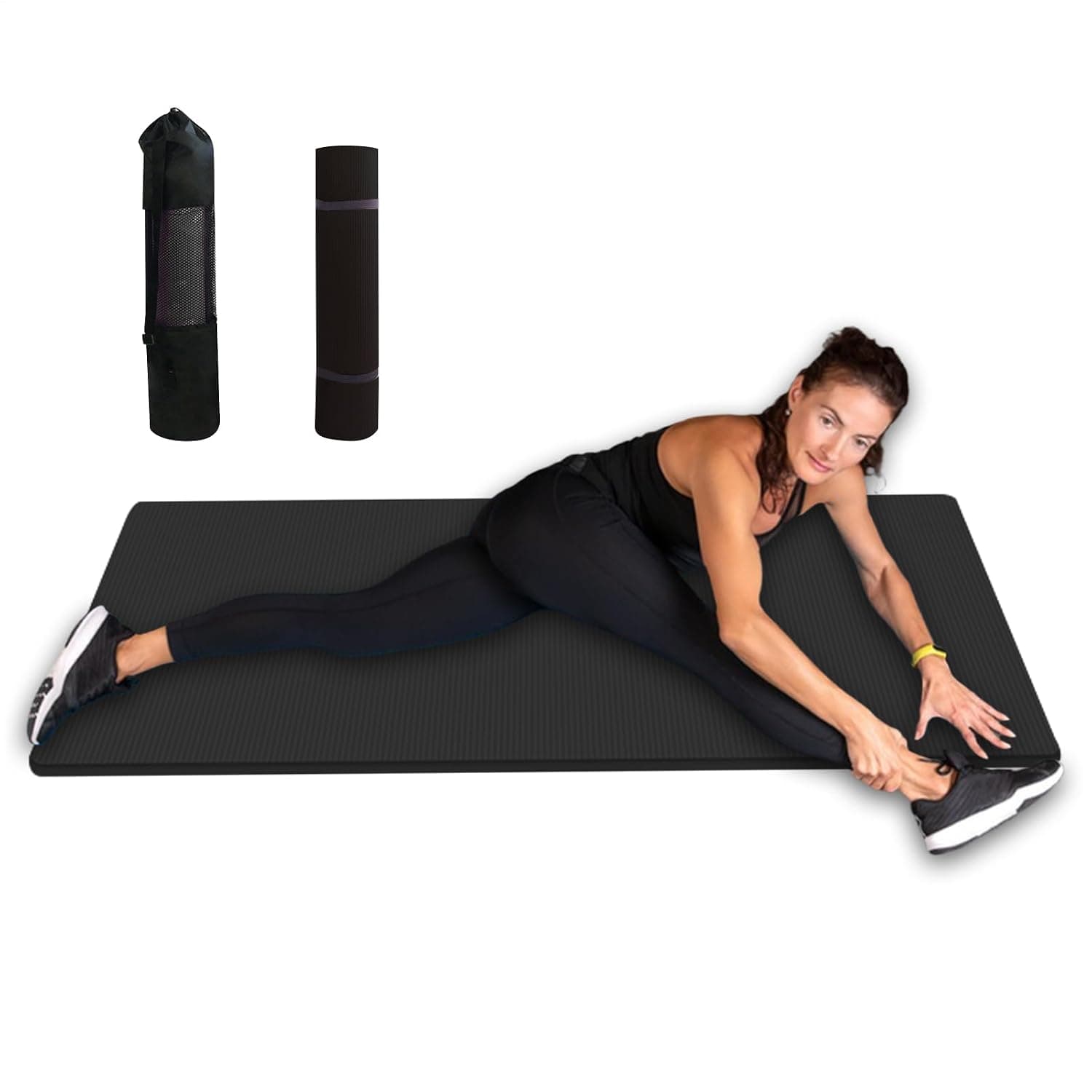 Yoga Mat,15mm Pad Shock-Absorbing Workout Equipment - Thick Lightweight Yoga Mats with Carrying Strap - for Women Floor Workout Stretching Fitness Indoor Outdoor