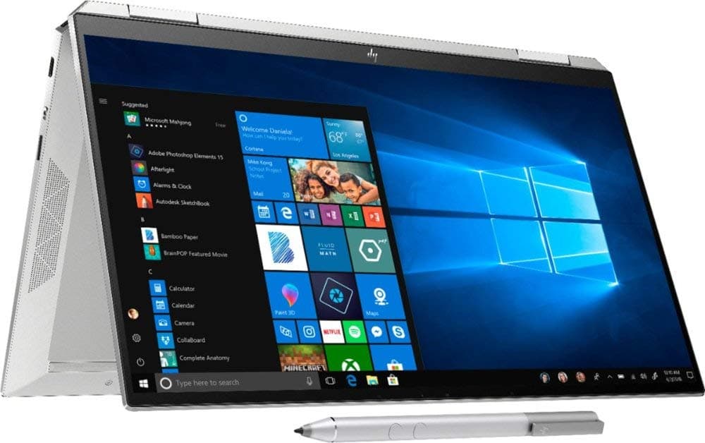 HP Spectre X360 13t Convertible Laptop 10th Gen Intel i7-1065G7 1.3Ghz, 8GB, 512GB SSD +32GB Optane, 13.3 FHD Touchscreen, FP, Aluminum chassis, Stylus Pen, Sleeve, Eng-RGB backlit KB, Win 10, Silver