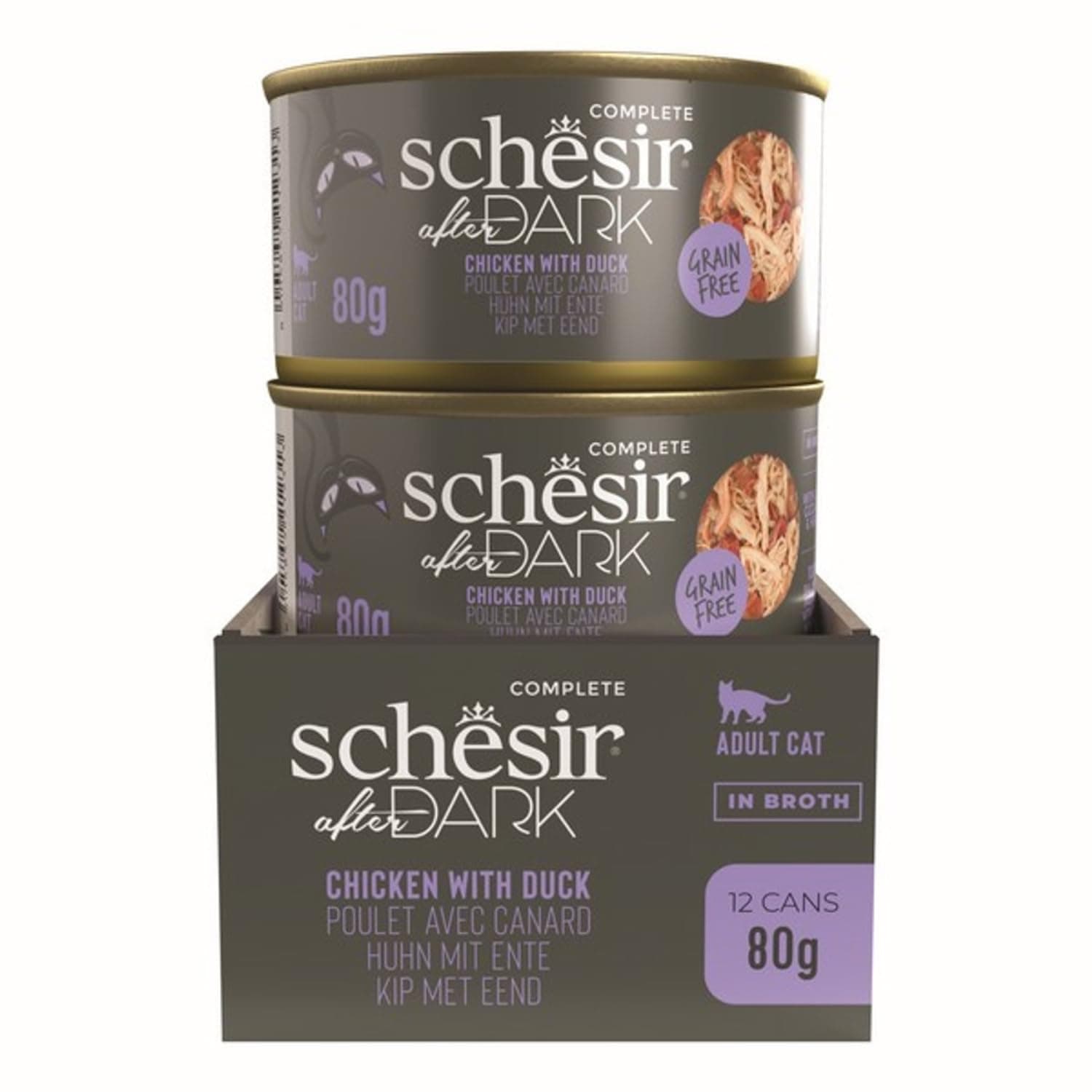 Schesir After Dark Wholefood Complete Adult Cat Food Chicken & Duck Grain Free 80g 12 Pack