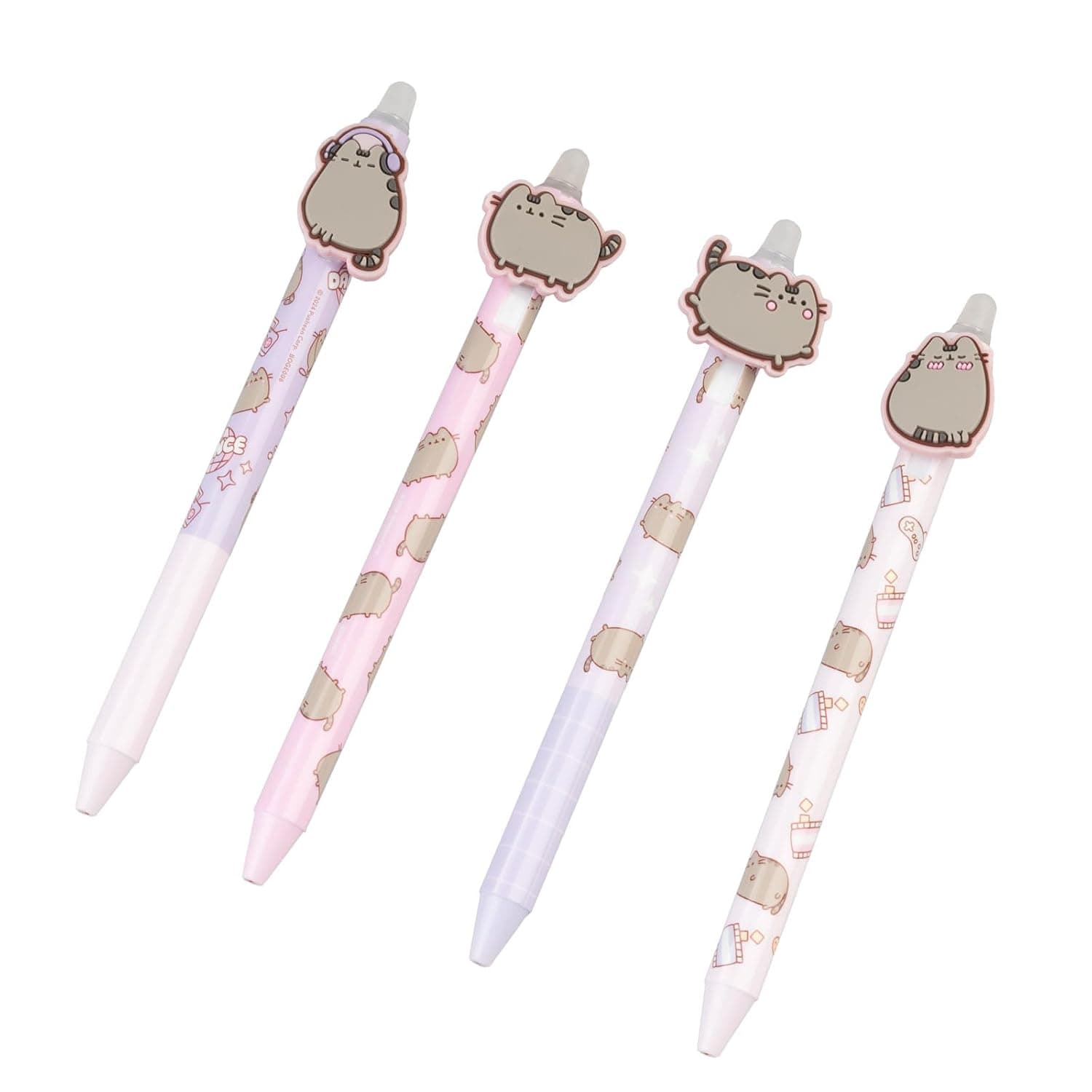 Grupo Erik Pusheen Cat Ballpoint Pen Set - 4 Gel Pens Erasable Ballpoint Pen Set - Gel Pen Kawaii Things Pusheen Merch Gifts