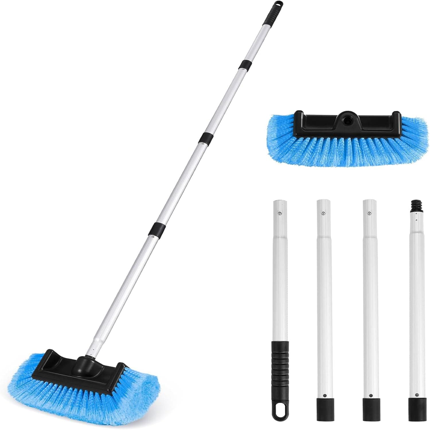 Sumkyle Long Handle Car Wash Brush, Soft Car Cleaning Brush Accessories, Car Exterior Washing Brush, Car Wash Brush Anti-Scratch Mop Set, Universal for RV, Truck, SUV, 157cm (Blue)