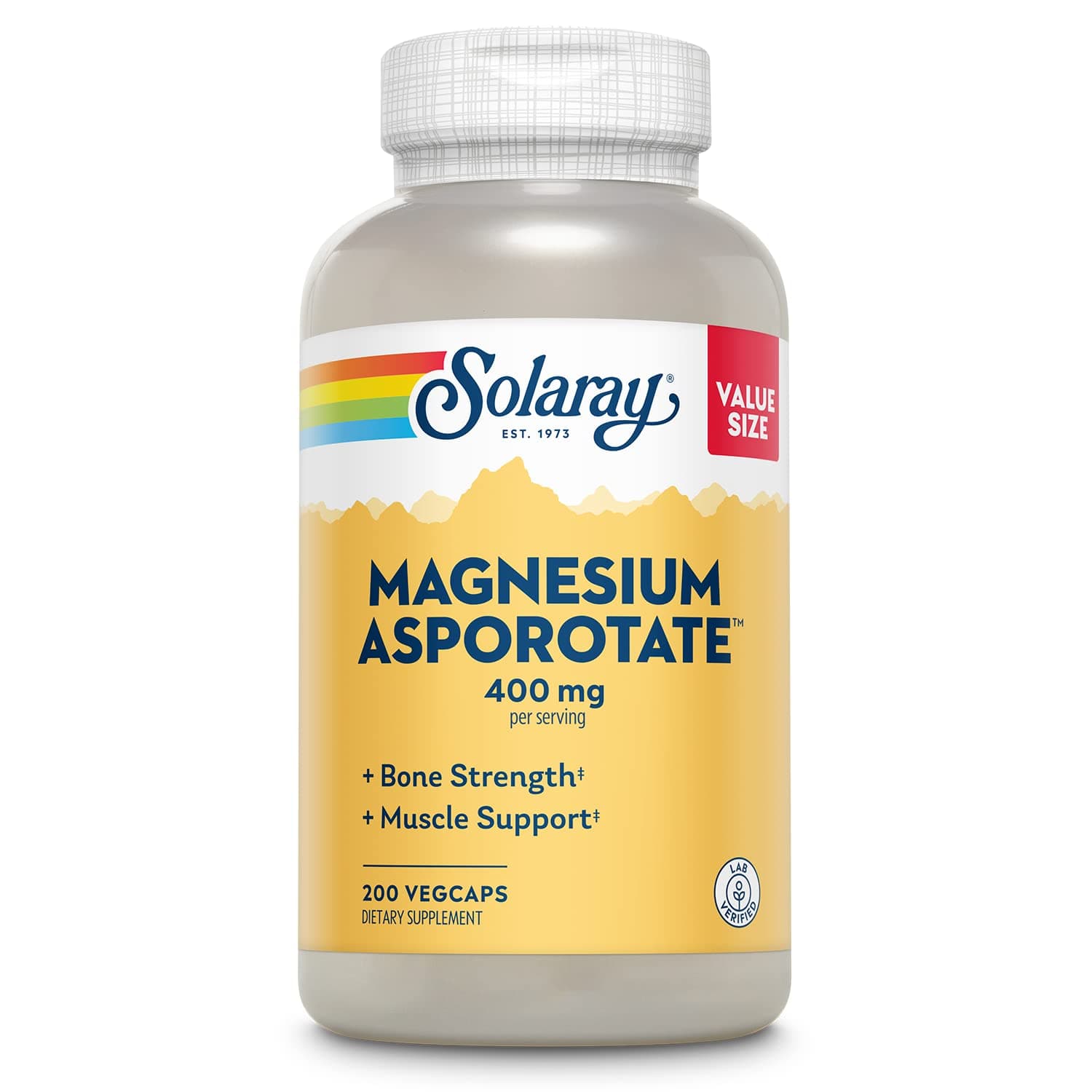 Solaray Magnesium Asporotate 400 mg, 200 VegCaps | Essential mineral supplement for everyday wellness
