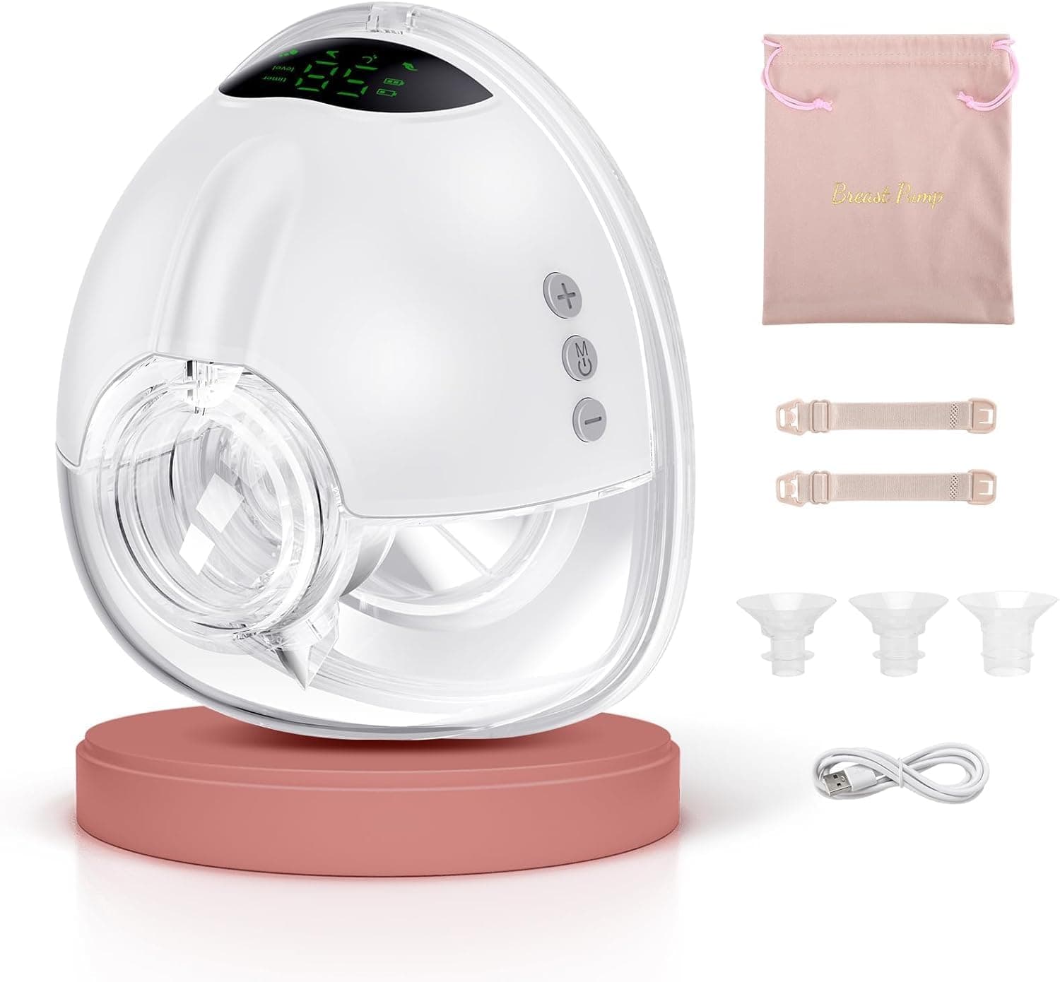 Lulia Electric Wearable Pump, Hands Free Pumps with 4 Modes and 9 Levels Strong Suction, Painless and Comfortable, BPA-Free, with 17/19/21/24mm Flanges （1 Pack）
