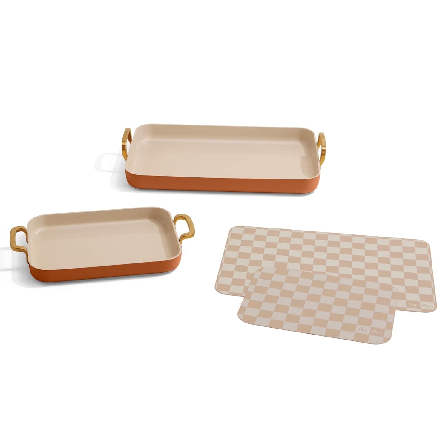 Our Place Essentials Griddle Pan Set, 4-Piece Nonstick Ceramic Cookware | PFAS-free ceramic griddle pan for stove top; standard and mini pans, reusable silicone oven mats, oven safe to 450°F