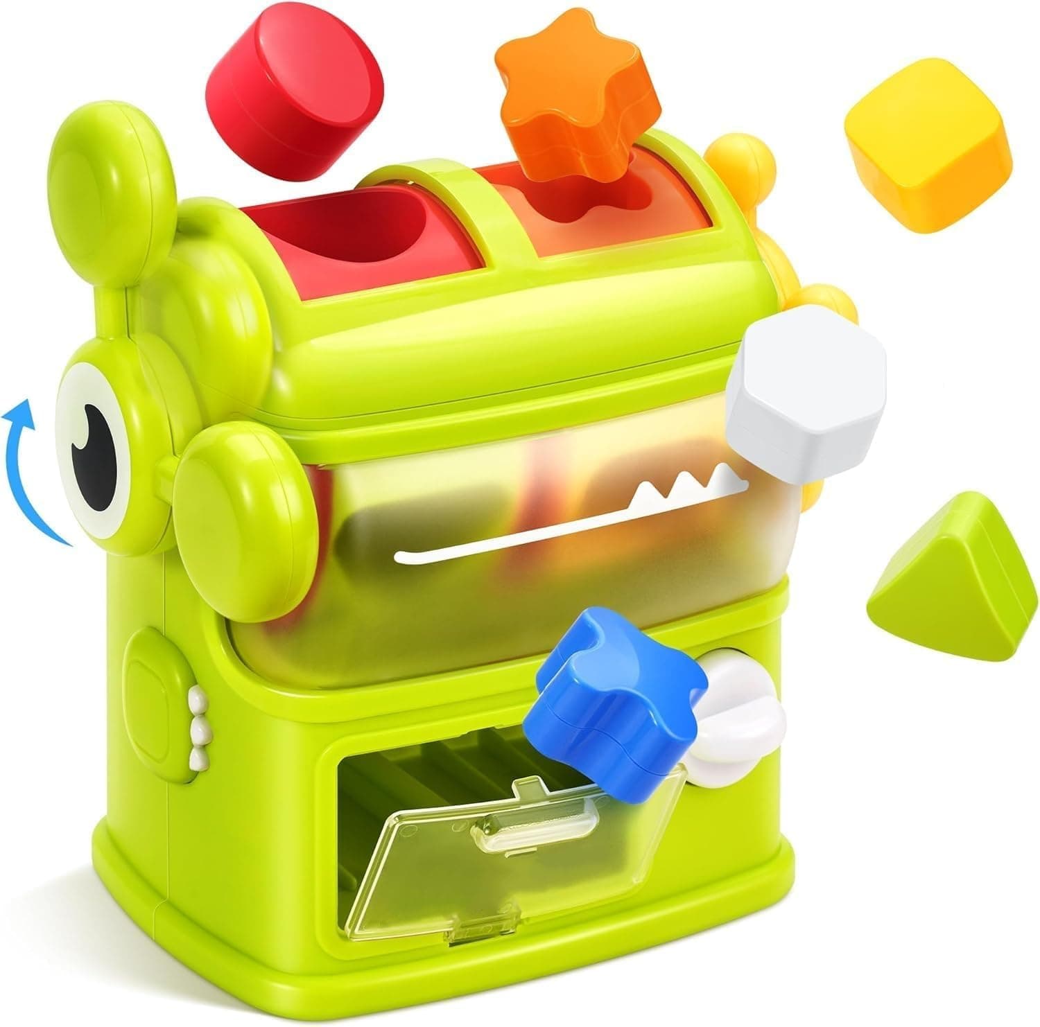 Interactive Shape Sorter Toy for Toddlers 1-3, Monster Eating The Shapes, with 6 Rattle Shape Blocks and Lever, Montessori Color Matching & Sorting Learning Toys, Gifts for 1 2 3 Year Old