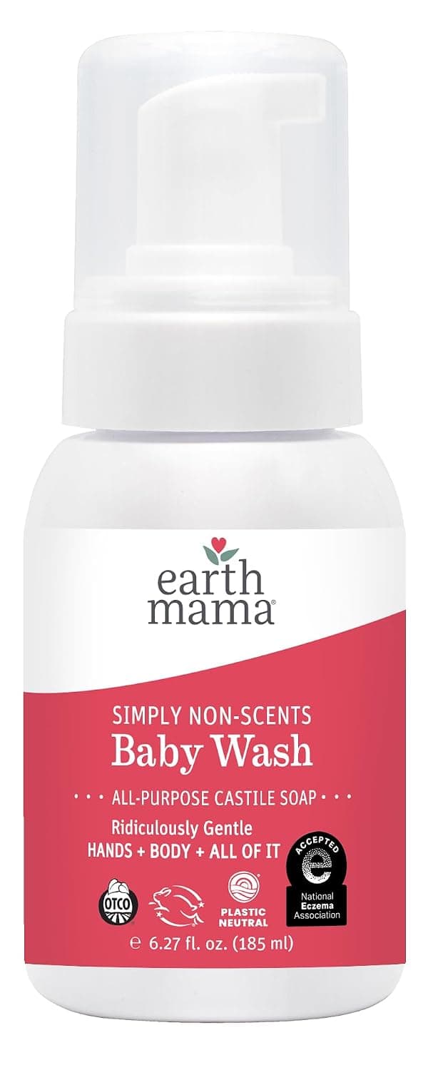 Earth Mama Baby Wash with Gentle Castile Soap for Sensitive Skin, Simply Non-Scents, 5.3-Fluid Ounce