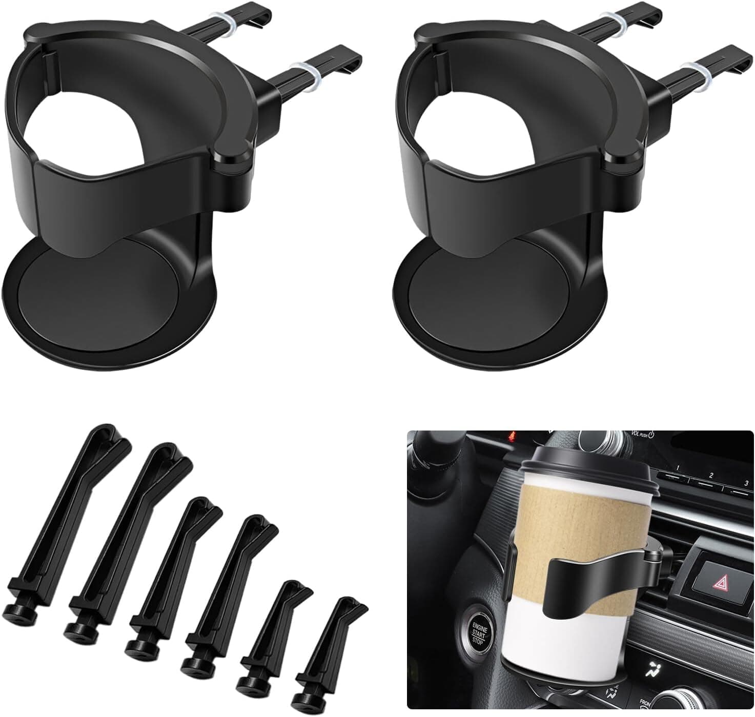Car Cup Holder, AGREON Universal Car Drink Cup Holder, 2 Pack Car Coffee Cup Holder, Adjustable Drink Holder for Car, Water Bottle Holder, Drink Stand Compatible with Most Vehicles
