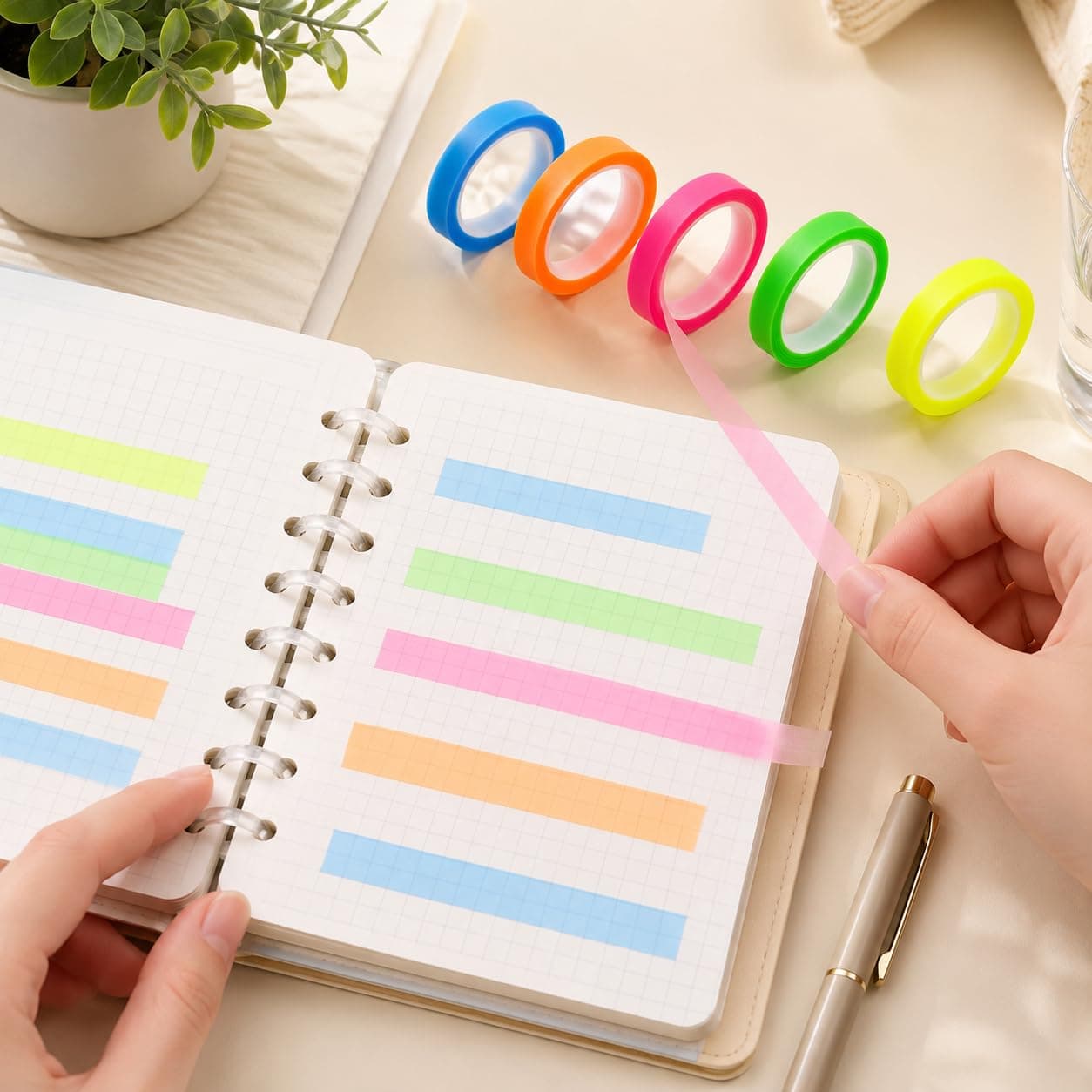 5Pcs Color Index Tag Stickers, Removable Fluorescent Colored Labels, Reading Class, Semi-Transparent, Suitable for Reading, Learning, Home, Office