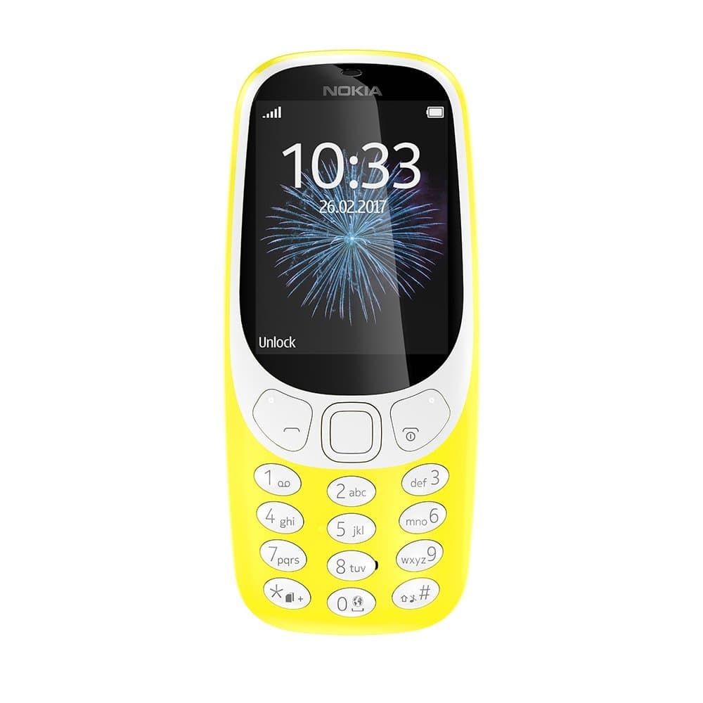Nokia 3310 (2017) Dual-SIM 16MB (GSM Only | No CDMA) Factory Unlocked 2G Cellphone (Yellow - Glossy) - International Version