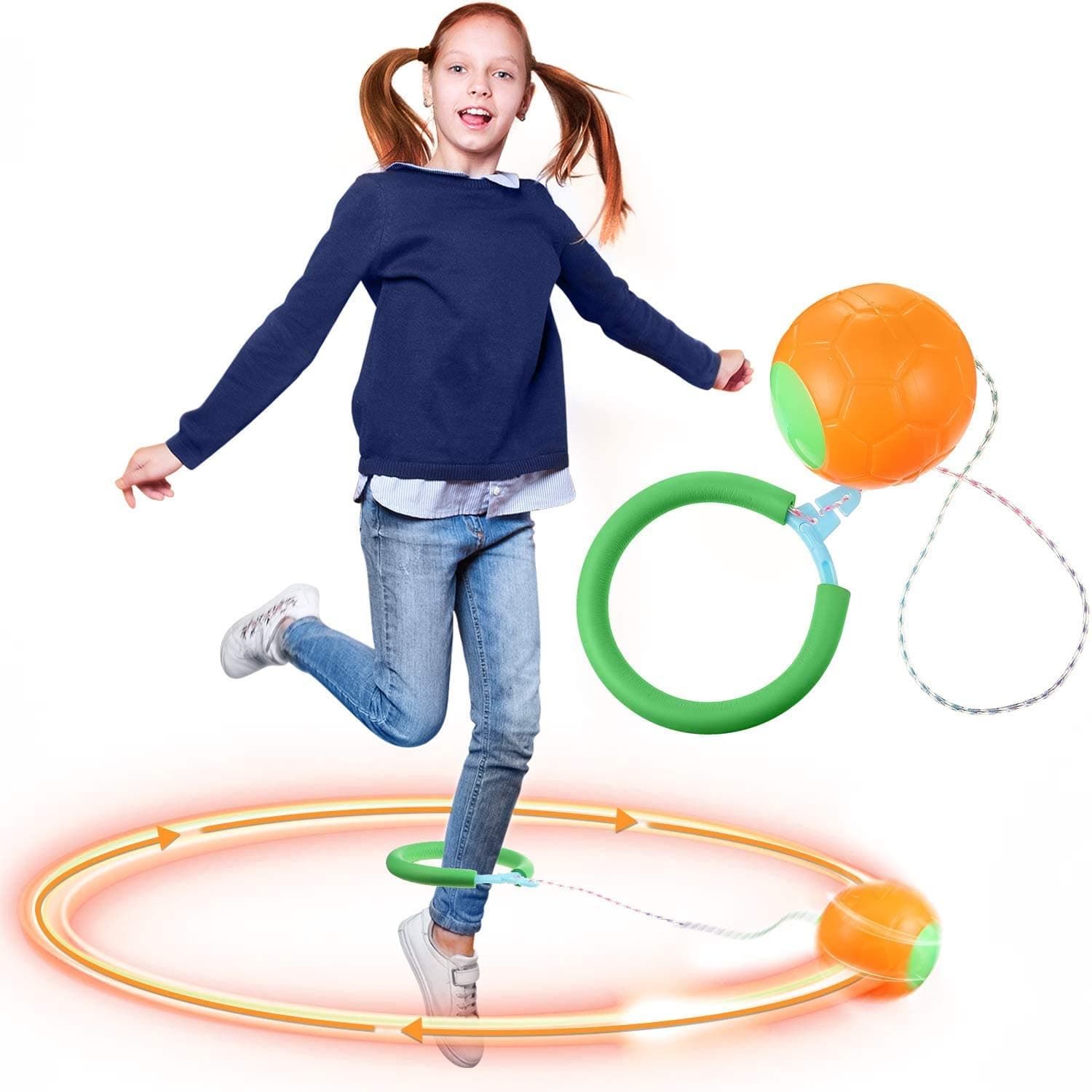 Skip Ball for Kids, KASTWAVE Toys Skip It Ankle Toy Skip Ball Jumping Swing Toy, Get Exercise The Funny Way, Fat Burning Fitness Game Fun Birthday Gift for Adults and Kids