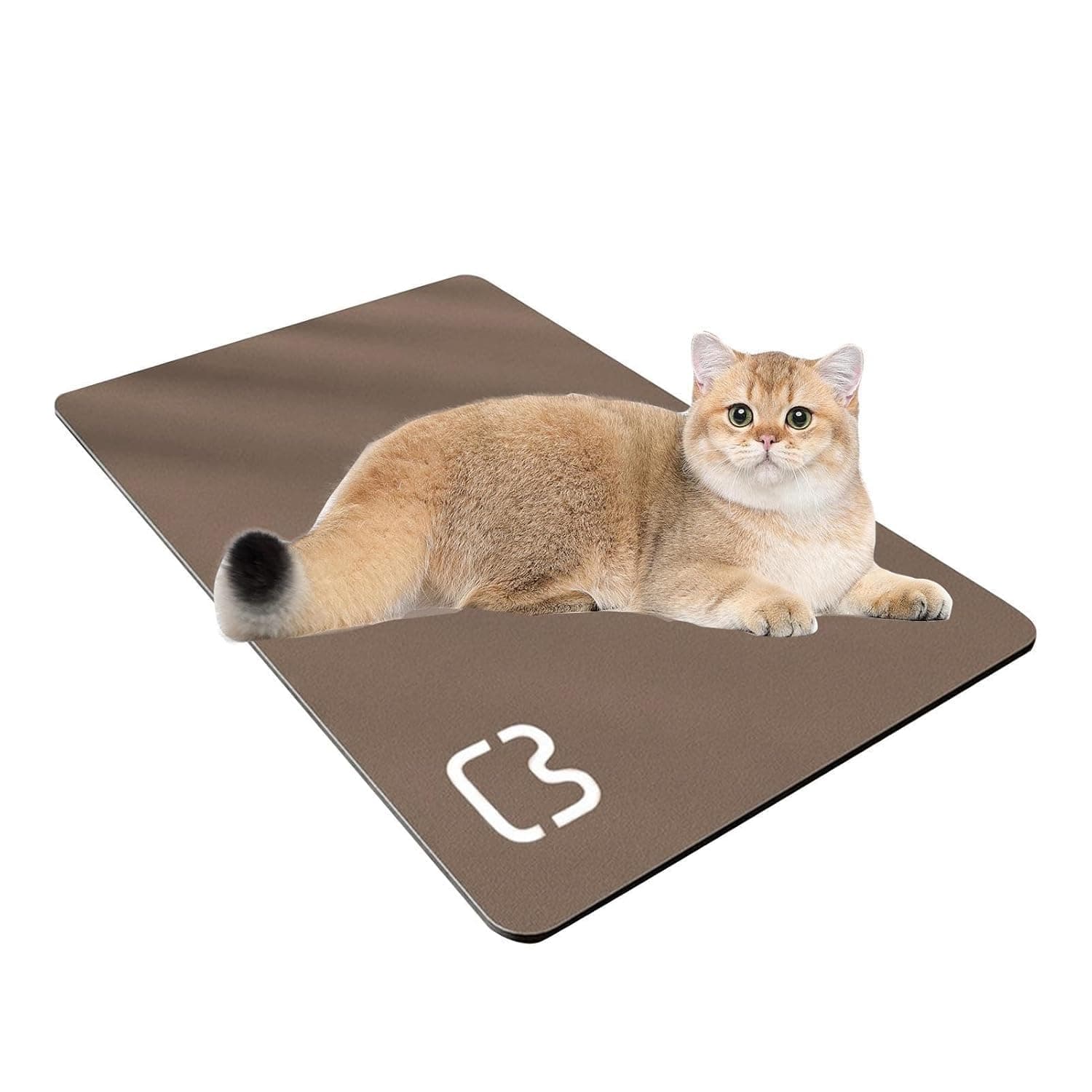 Pet Placemat Pets Food Mat Waterproof Non-Slip Anti Spills Protects Floors Pet Feeding Mat for Floor Dog Water Bowl Tray Cushion Cat Foods Mats for Medium, Small Pet (Brown, 30x40cm)