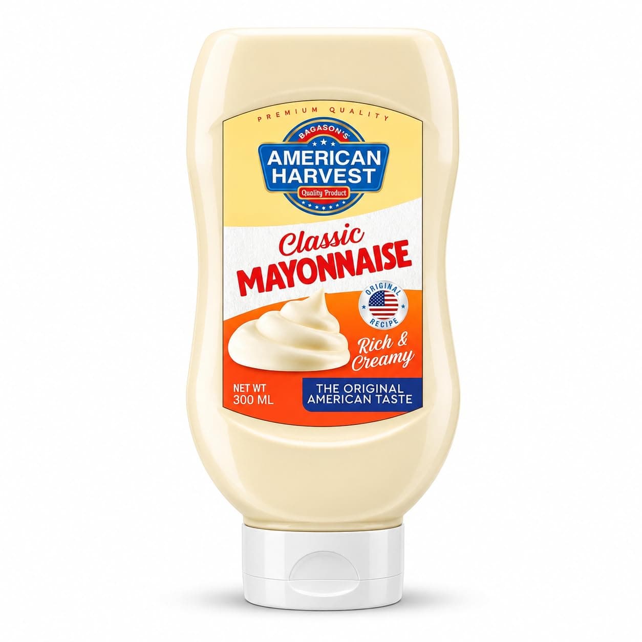 American Harvest Classic Mayonnaise Top Down Squeezy Bottle, 300ml