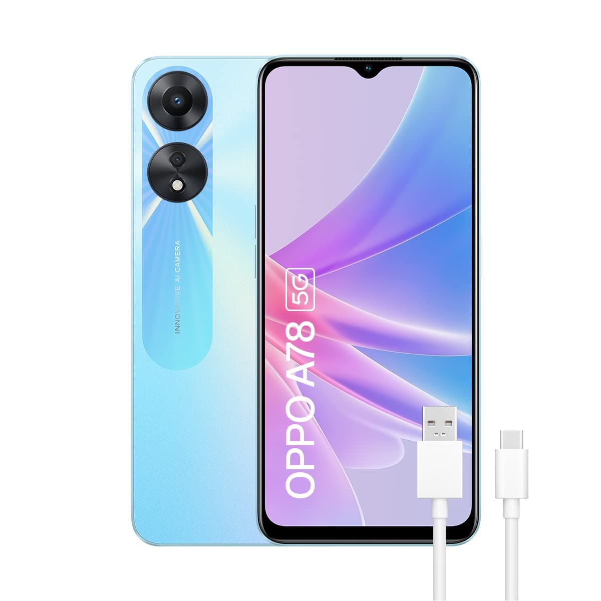 Oppo A78 Dual-SIM 128GB ROM + 8GB RAM (GSM only | No CDMA) Factory Unlocked 5G SmartPhone (Glowing Blue) - International Version