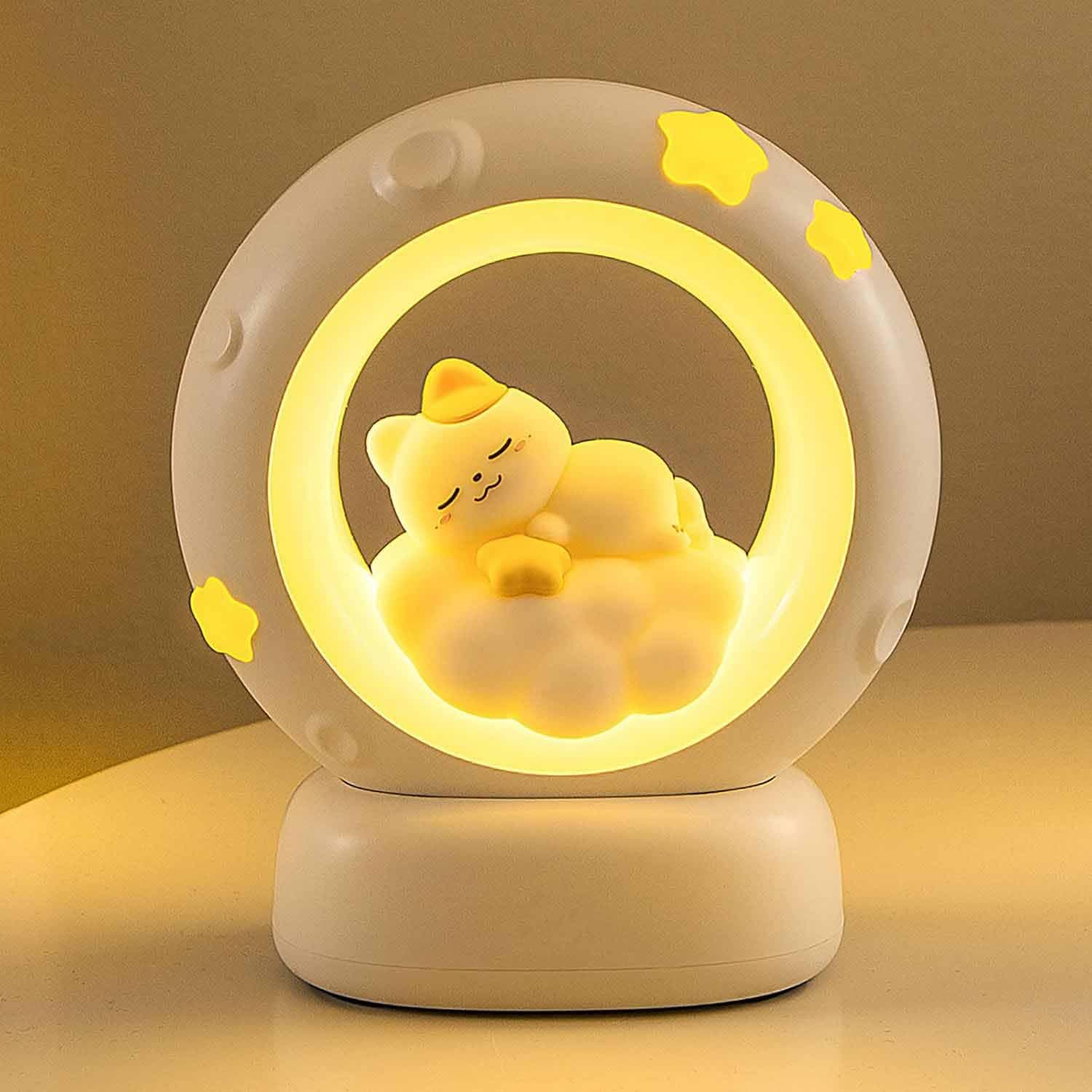 Tazweeq Rechargeable Night Light, Toddler Bedroom Sleep Aid Safe PVC and ABS Material Night Light, Baby Gift (Moon Design)