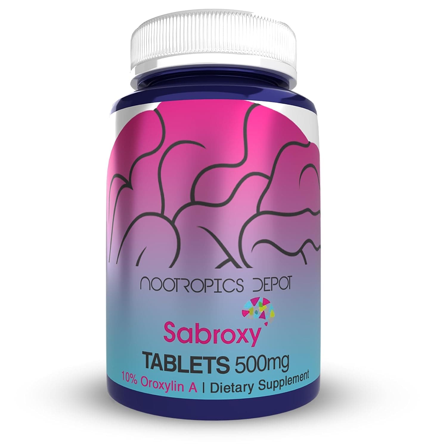 Nootropics Depot Sabroxy Tablets | 500 Mg | 30 Count | Minimum 10% Oroxylin A | Oroxylum Indicum | May Help Promote Concentration & Motivation | May Help Promote Func