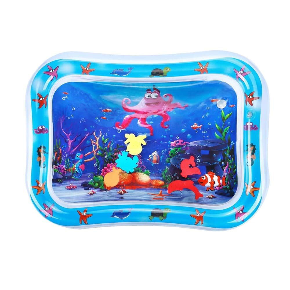 Inflatable Tummy Time Water Mat for Baby, Infant Toddler Sensory Play Toy with Leak Resistant PVC and Strong Valves, Foldable Water Play Activity Mat for 3 to 12 Months Early Development
