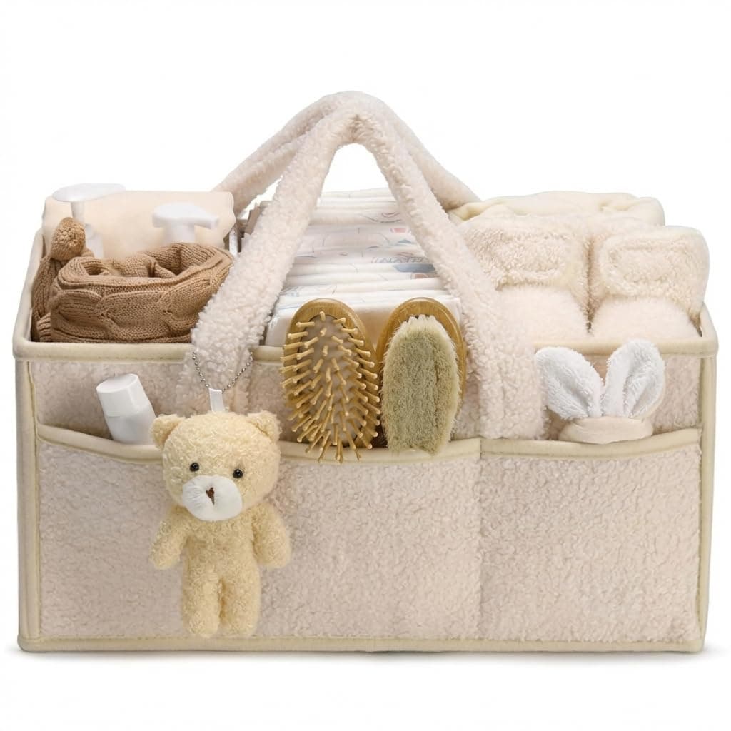 Baby Diaper Caddy Organizer – Large Nursery Storage Bag for Newborn Essentials, Changing Table Tote, Nappy bin,Car Organizer for Wipes & Toys