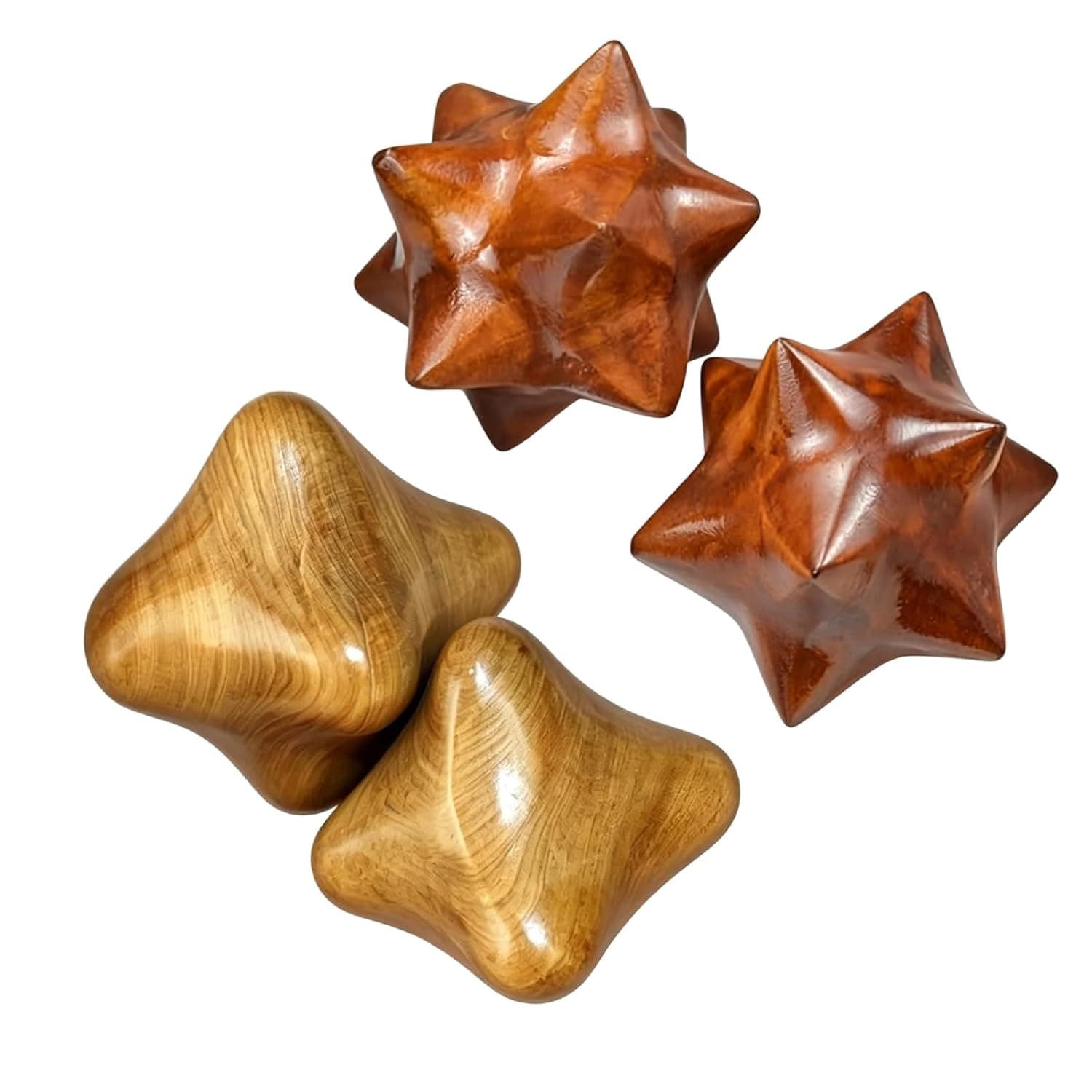 Natural Wooden Massage Balls, Hand Acupressure Set for Relaxation & Finger Training, Pack of 2 Anti-Stress Balls for Adults