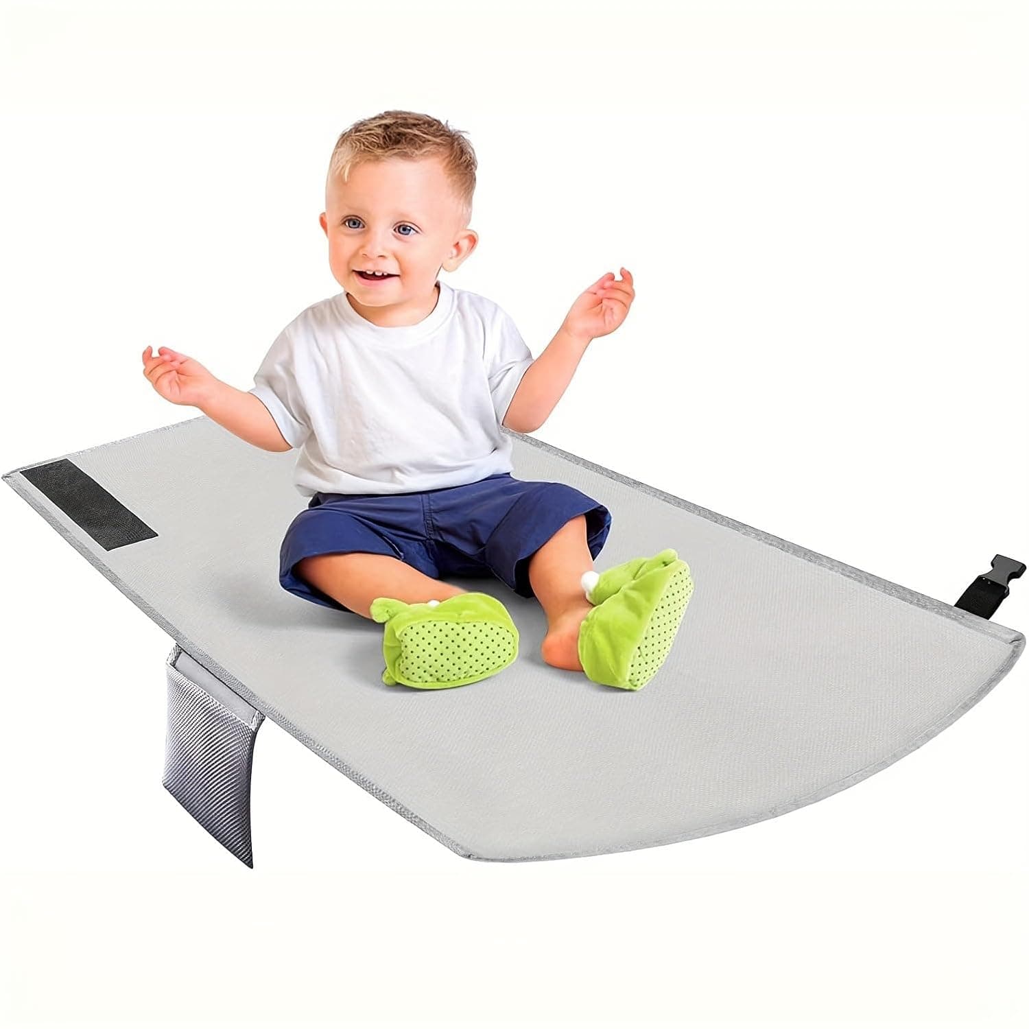 ALMEKAQUZ Toddler Airplane Bed, Airplane Seat Extender for Kids, Toddler Airplane Travel Essentials, Portable Baby Diaper Changing Pad, Kids Plane Footrest, Airplane Must Have for Toddlers, Grey