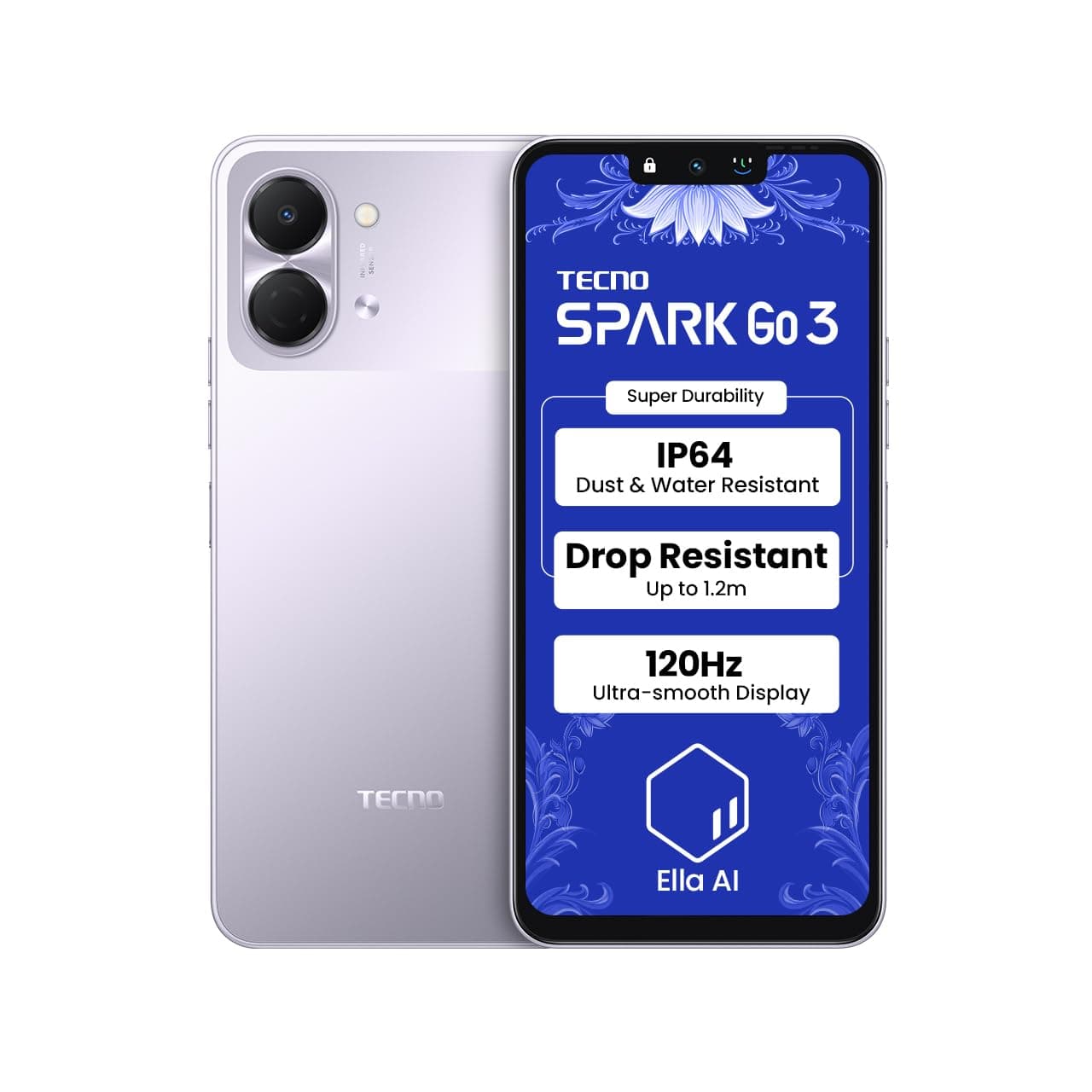 تكنو سبارك جو 3 4+4GB RAM 64GB 5000mAH 4G بطارية اورورا ارجواني
