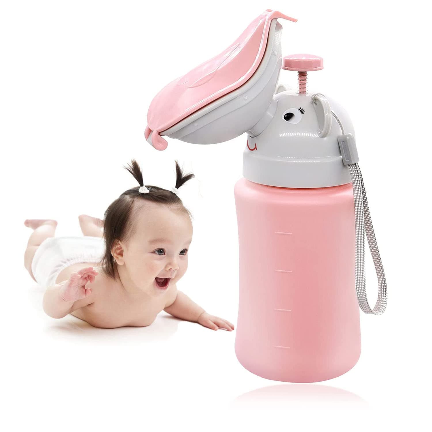 Pee Bottle for Kids - Girls Travel Urinal Portable Potty Pee Cup for Child Toddler Baby Urinal Emergency Toilet for Car Travel Road Trip Essentials Camping Potty Pee Training, Leak Proof (pink)