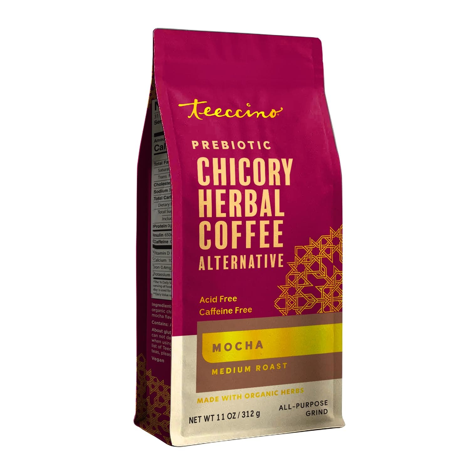 Teeccino - Medium Roast Caffeine Free Chicory Herbal Coffee Mocha 11 Oz.