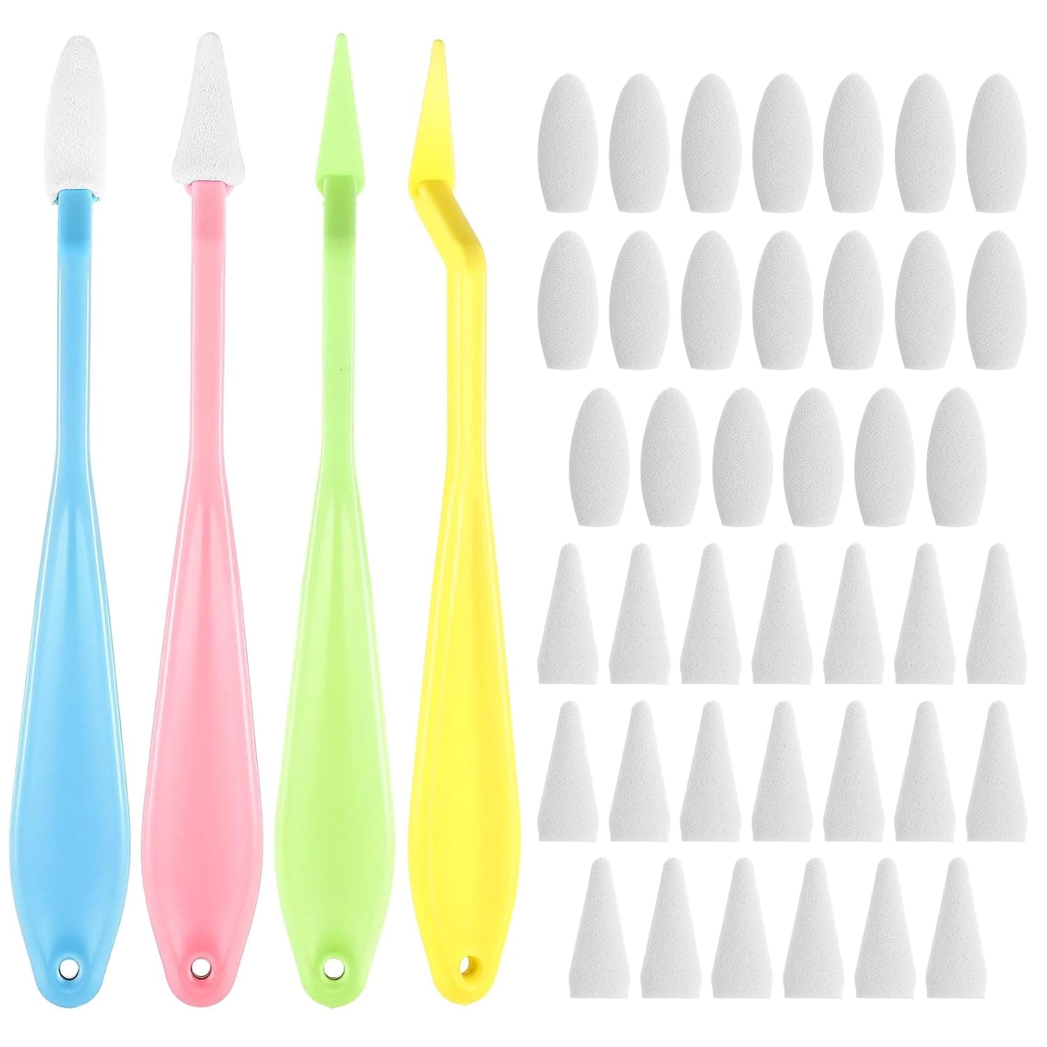 Oil Pastel Blending Tools, 4 Pcs Sketch Trimmer and Smudger Set with 40 Replacement Sponge Wipes, Soft Drawing Tool for Highlighting Shadowing Detail Correcting, Professional Art Supplies