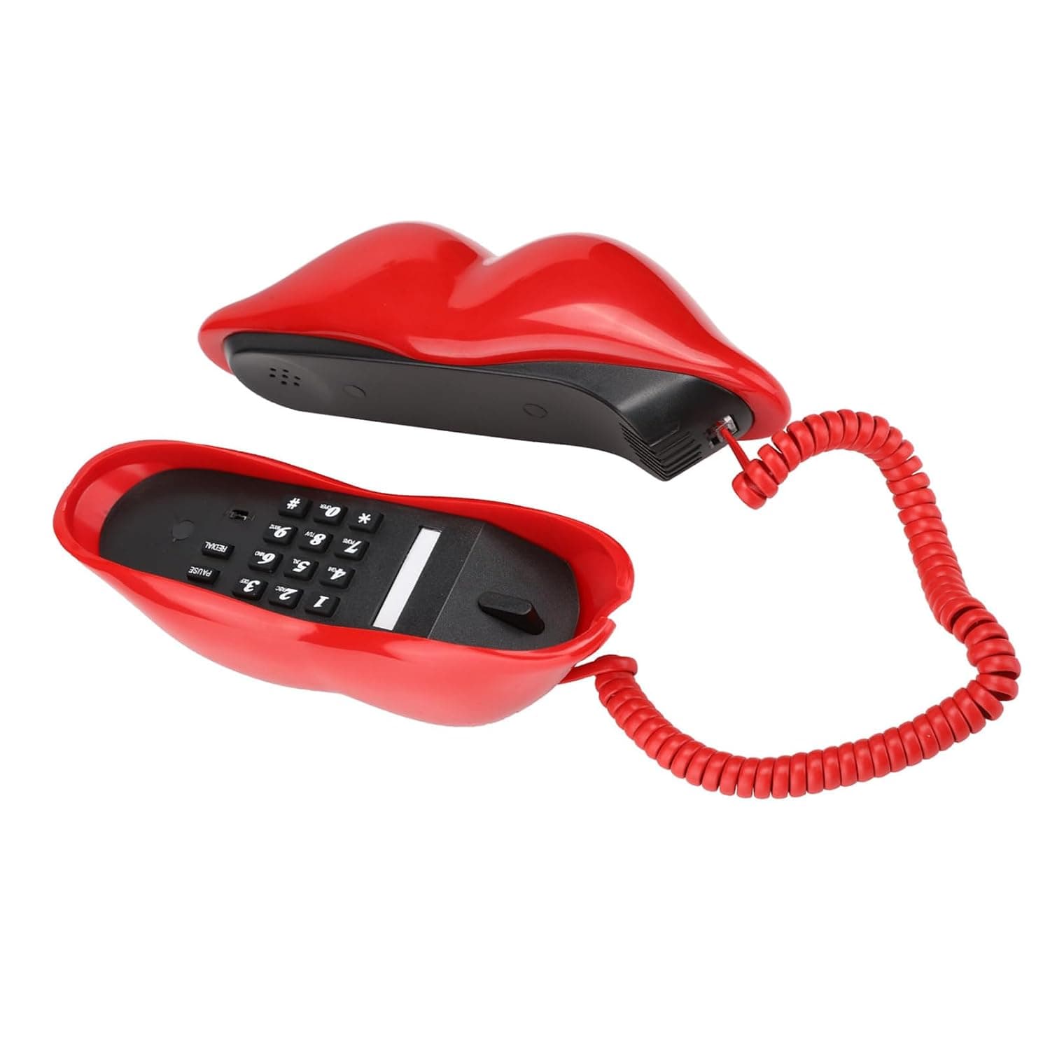 SENECESLI Telephone Multifunctional Cute Lip Shape Clear Sound Quality Landline Phone for Home Decoration Holiday Party Birthday Red (Red)
