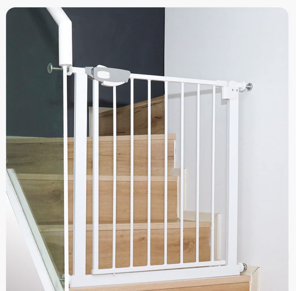 SKY-TOUCH Auto Close Safety Baby Gate, 75-84cm Extra Tall Wide Durable Baby Gate Fence Barrier Dog Gate, Baby Gates for Stairs & Doorways, Easy Install (Baby gate only, no extension)