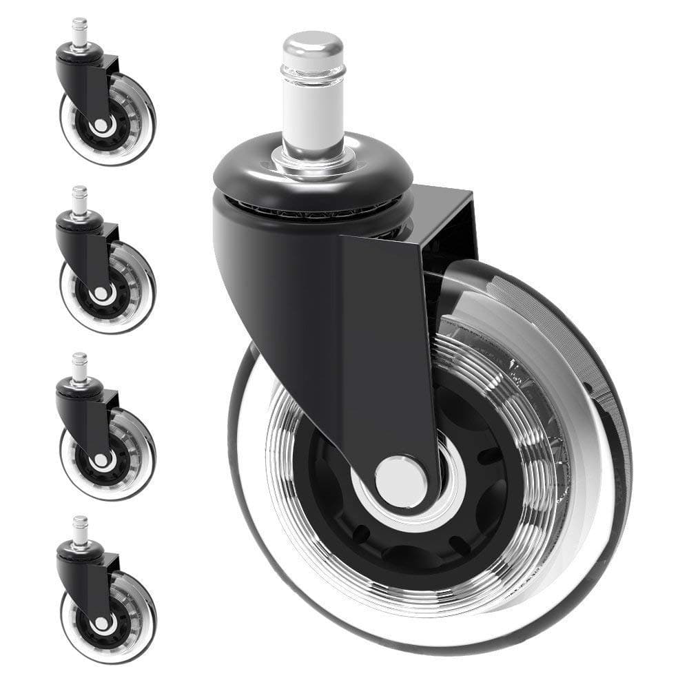 10mm Stem Chair Caster Wheel Replacement Protecting Hard Wood Floor for Ikea Office Chairs | 3 Large Heavy Duty PU Rubber Ikea Caster Stem Size: 10mm x 22mm hellip;