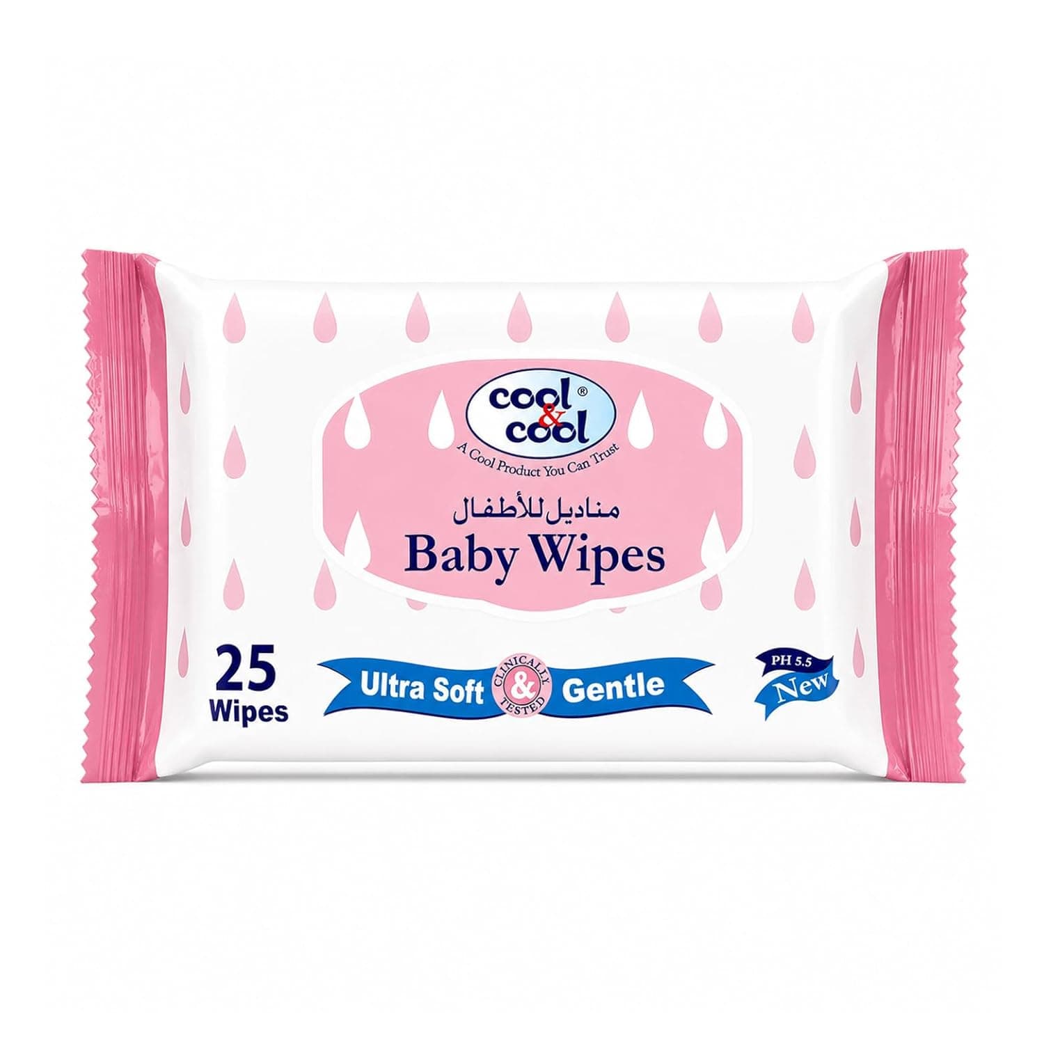 Cool & Cool Baby Wipes Travel Pack, 25 Counts, B2062