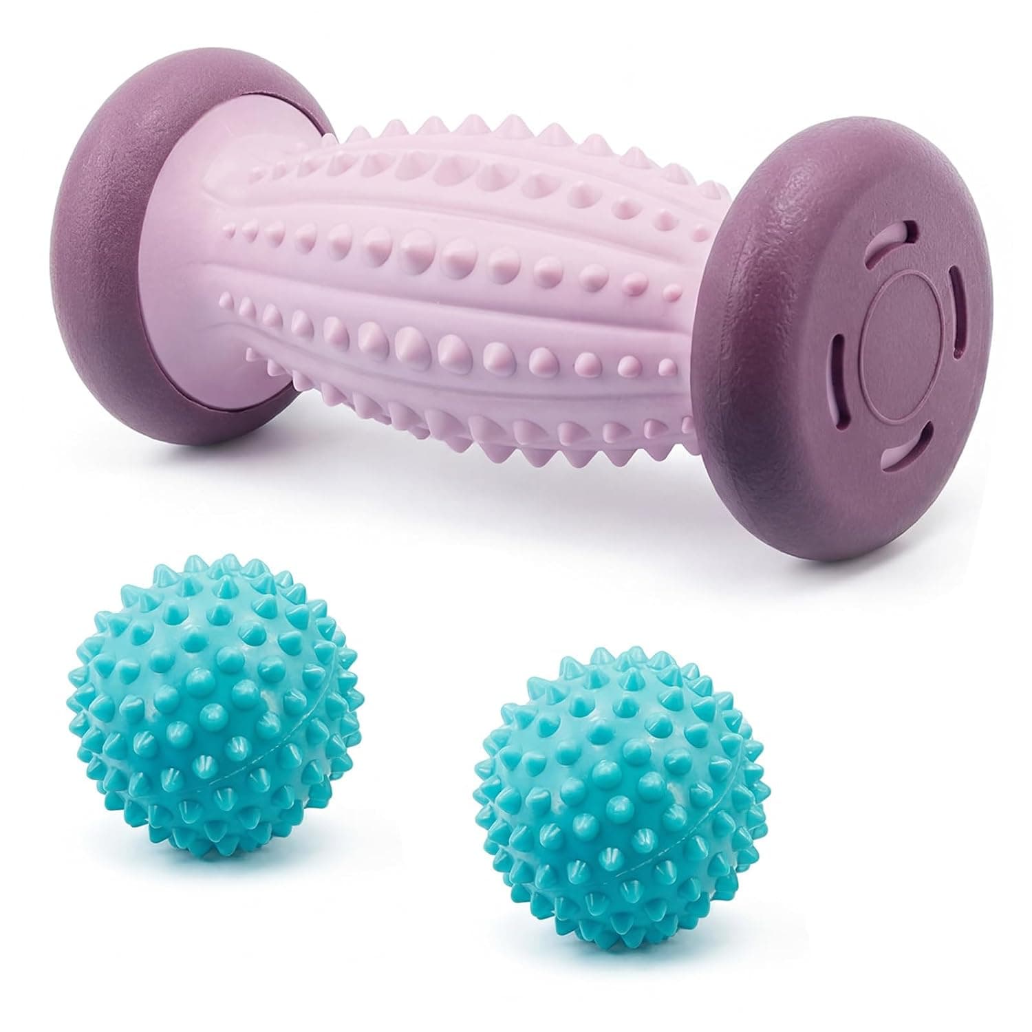 Foot Massage Roller + 2 Hedgehog Balls Foot Massage, Foot Massage Roller Fascia Roller Foot Heel Spurs Foot Roller for Plantar Fasciitis Relaxation Pain (Purple)