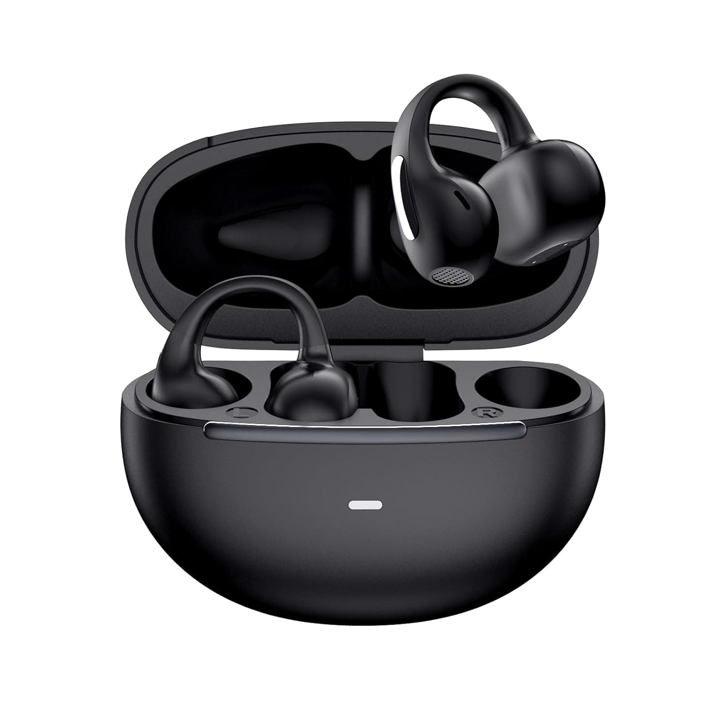 Open Ear Wireless Earbuds Clip on Earphones Bluetooth 5.4, Dynamic Drivers, Lightweight Comfort, 25 Hours Sports Earphones, Air Conduction Bluetooth Headphones Compatible with iPhone & Android, Black