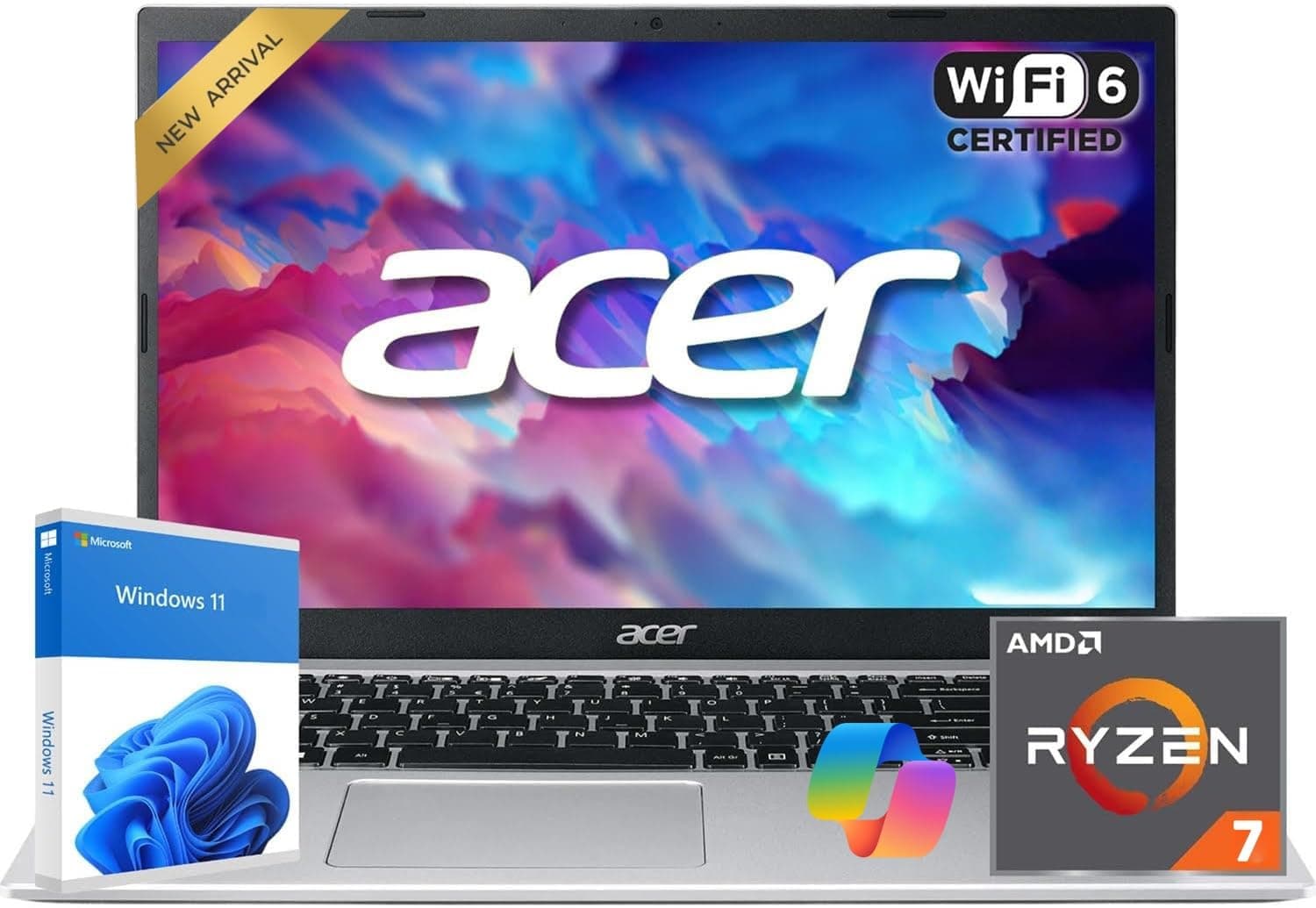 acer Aspire 3 Premium Laptop with Backlit Keyboard | AMD Ryzen 7 7730U CPU | 15.6 FHD IPS Display | 16GB RAM | 256GB PCIe SSD | Wi-Fi 6 | Type-C | Sleek & Portable | Windows 11 Pro