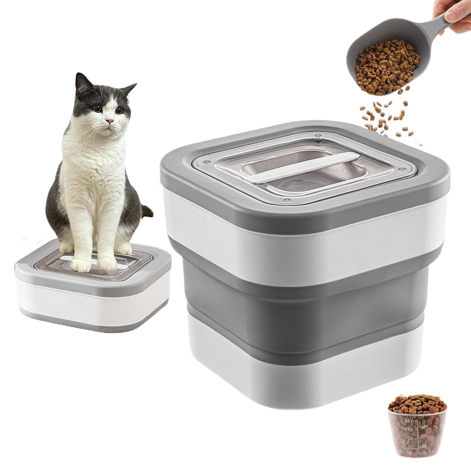 Dog Food Storage Container, 5-35 Lbs Collapsible Pet Food Container, Kitchen Nuts Cereal Leak Proof Sealable Storage Box with Scoop & Airtight Lid, Moisture, Insect and Dust Proof, TPR Material