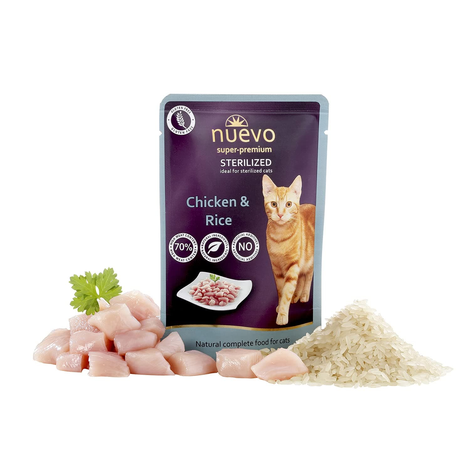 Nuevo Chicken and Rice Wet Cat Food for Sterilised 85 g