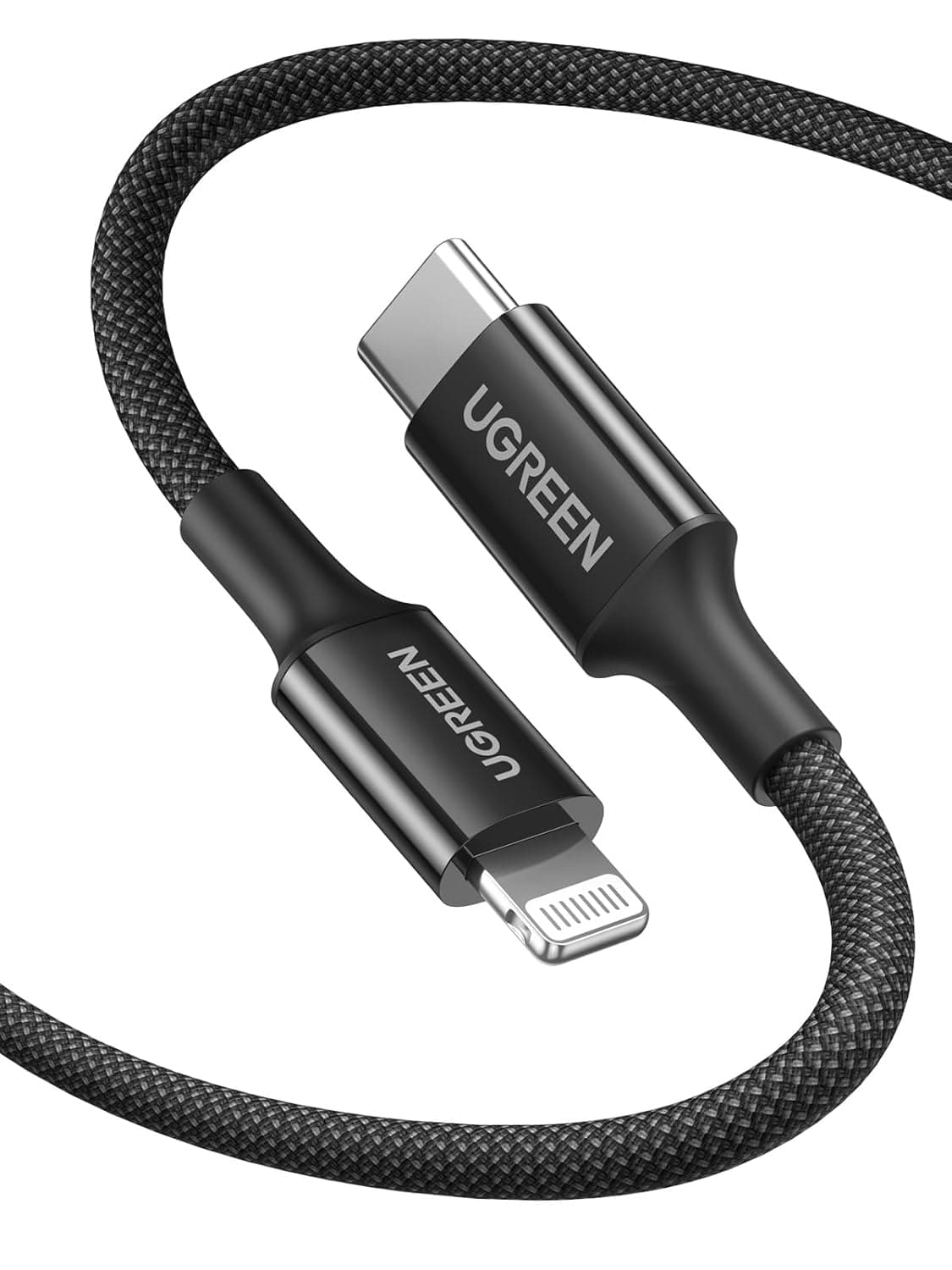 UGREEN iPhone Charger Cable 1M [MFi Certified] Lightning Cable Nylon Braided USB C to Lightning Wire 20W Fast Charing for iPhone 14/14 Pro/Plus /Pro Max, 8-13 All Series, iPad-Black